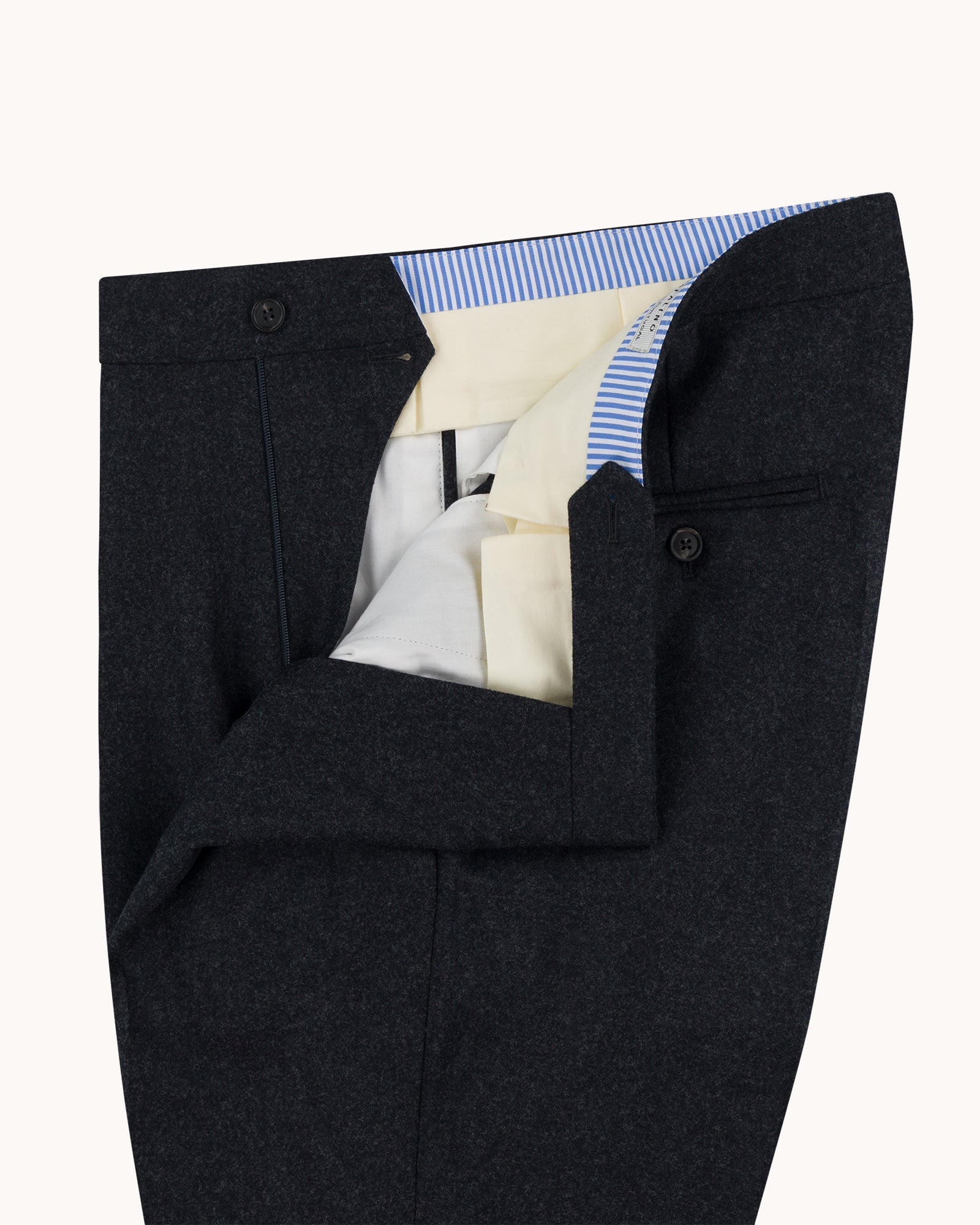 Single Pleat Trouser - Charcoal Grey Woollen Flannel