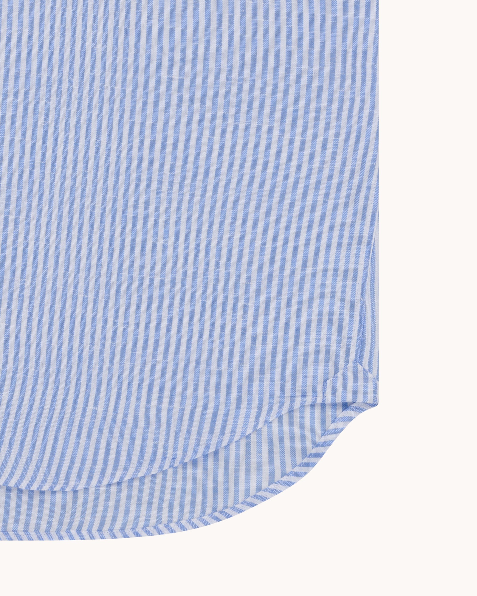 Button Down Collar Shirt - Blue Stripe Cotton Linen
