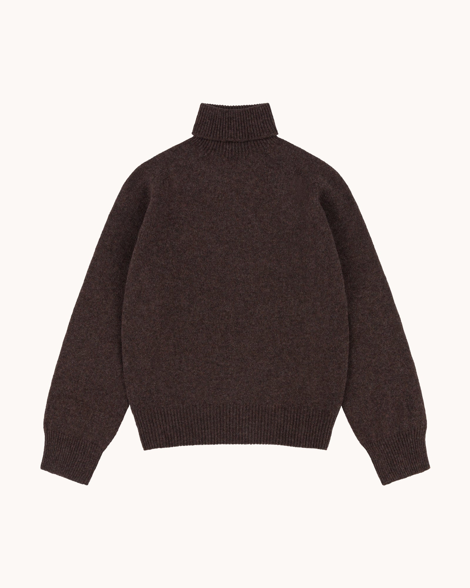 Lambswool Roll Neck Sweater - Brown