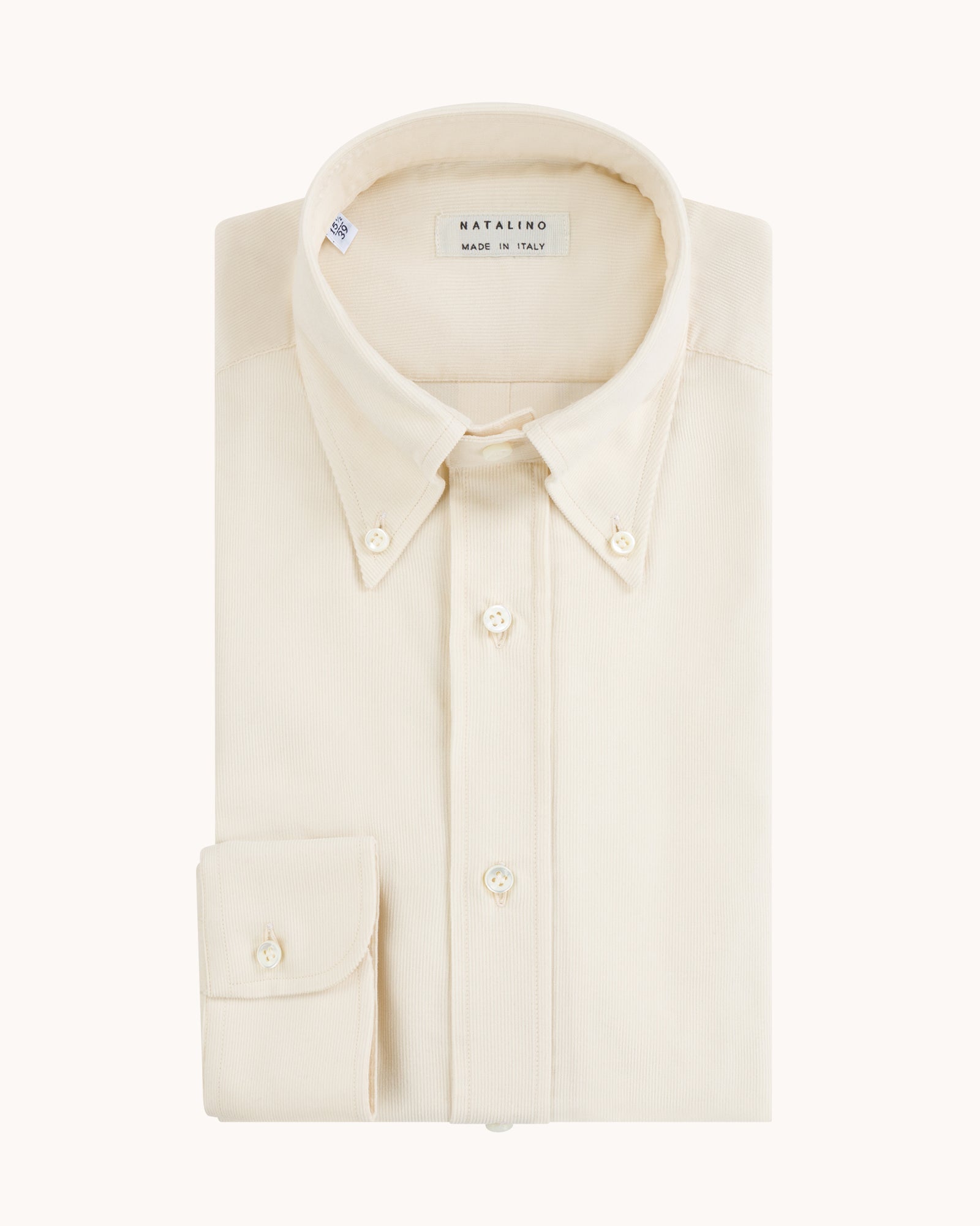 Button Down Collar Shirt - Ecru Cotton Corduroy