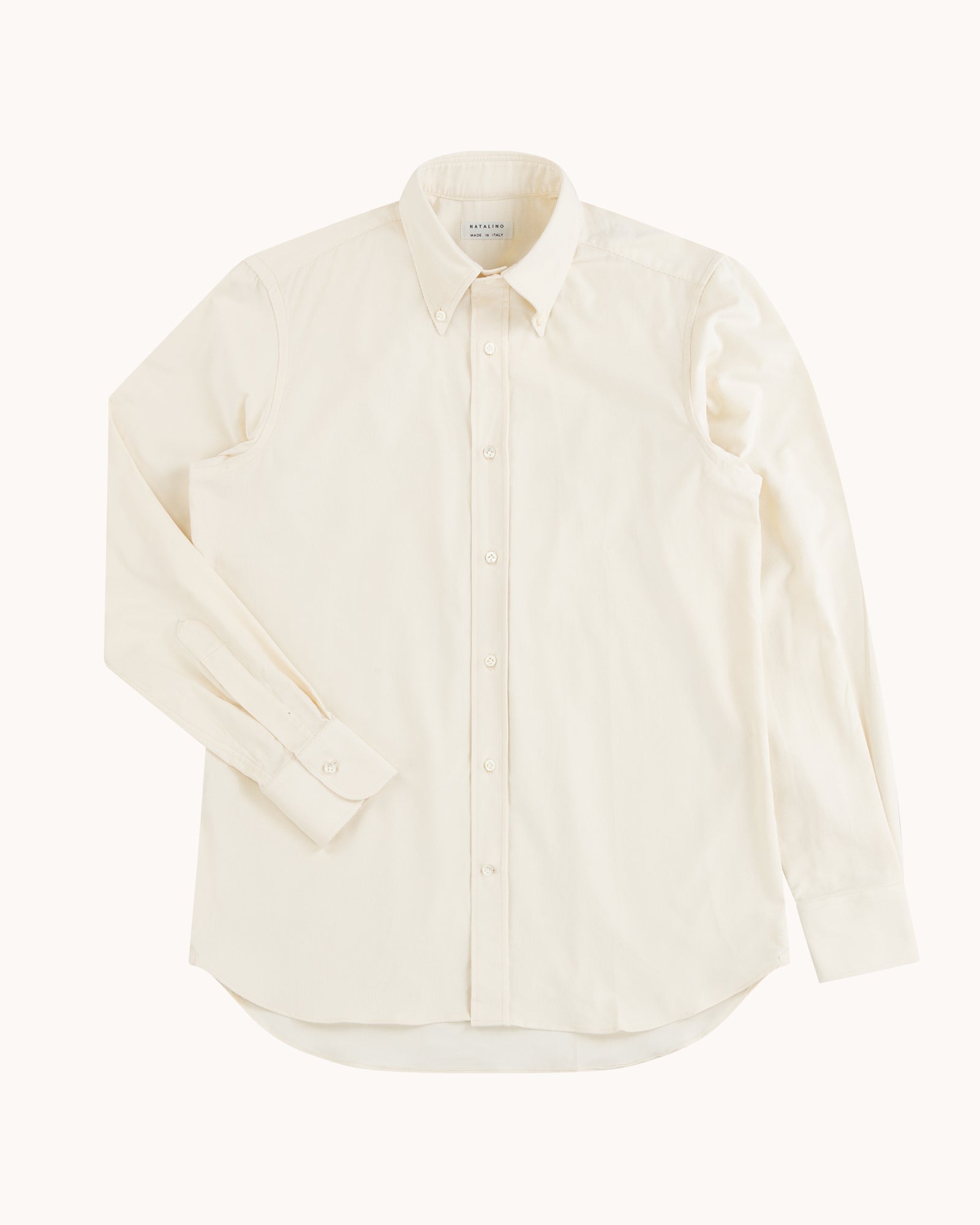 Button Down Collar Shirt - Ecru Cotton Corduroy