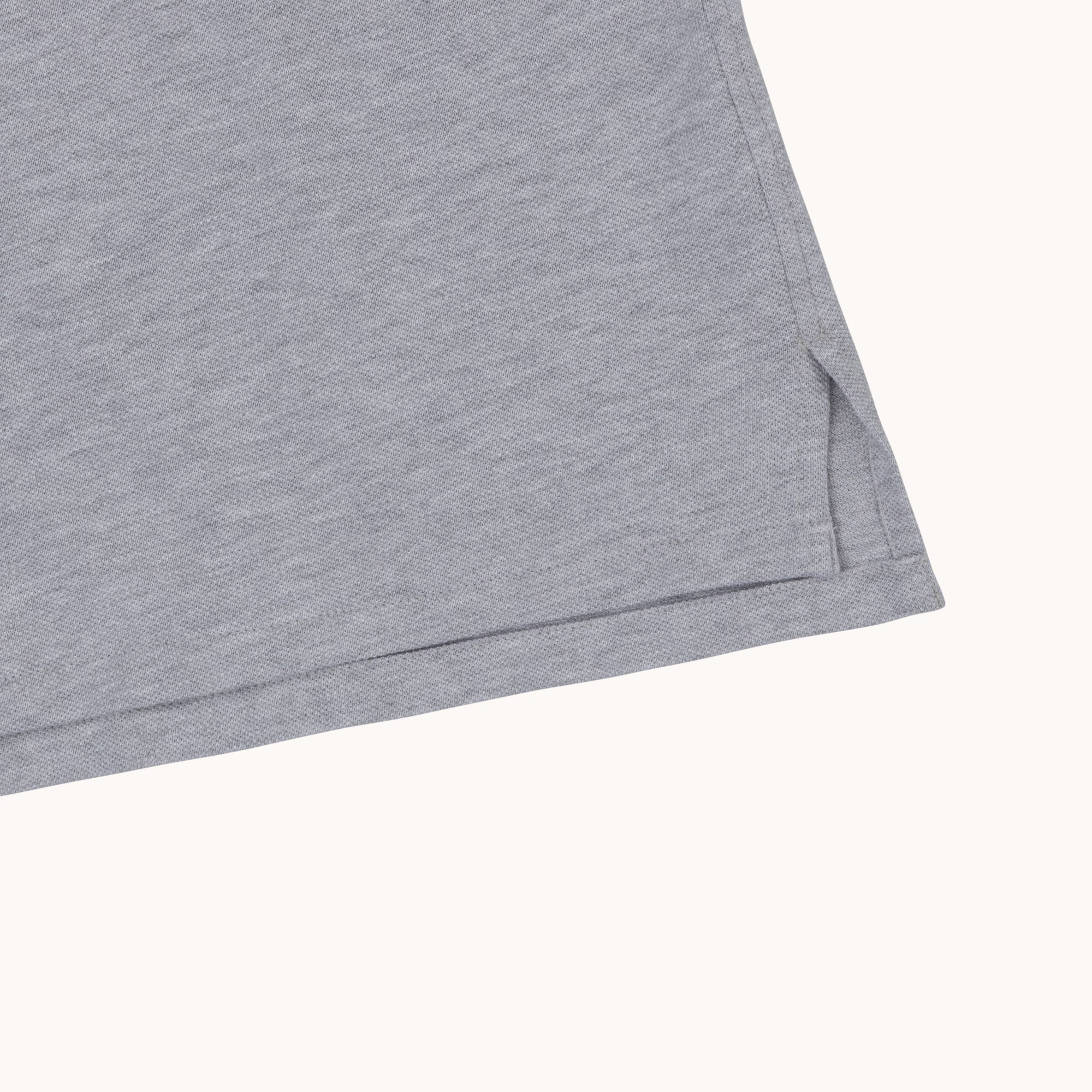 Long Sleeve Spread Collar Pique Cotton Shirt - Grey