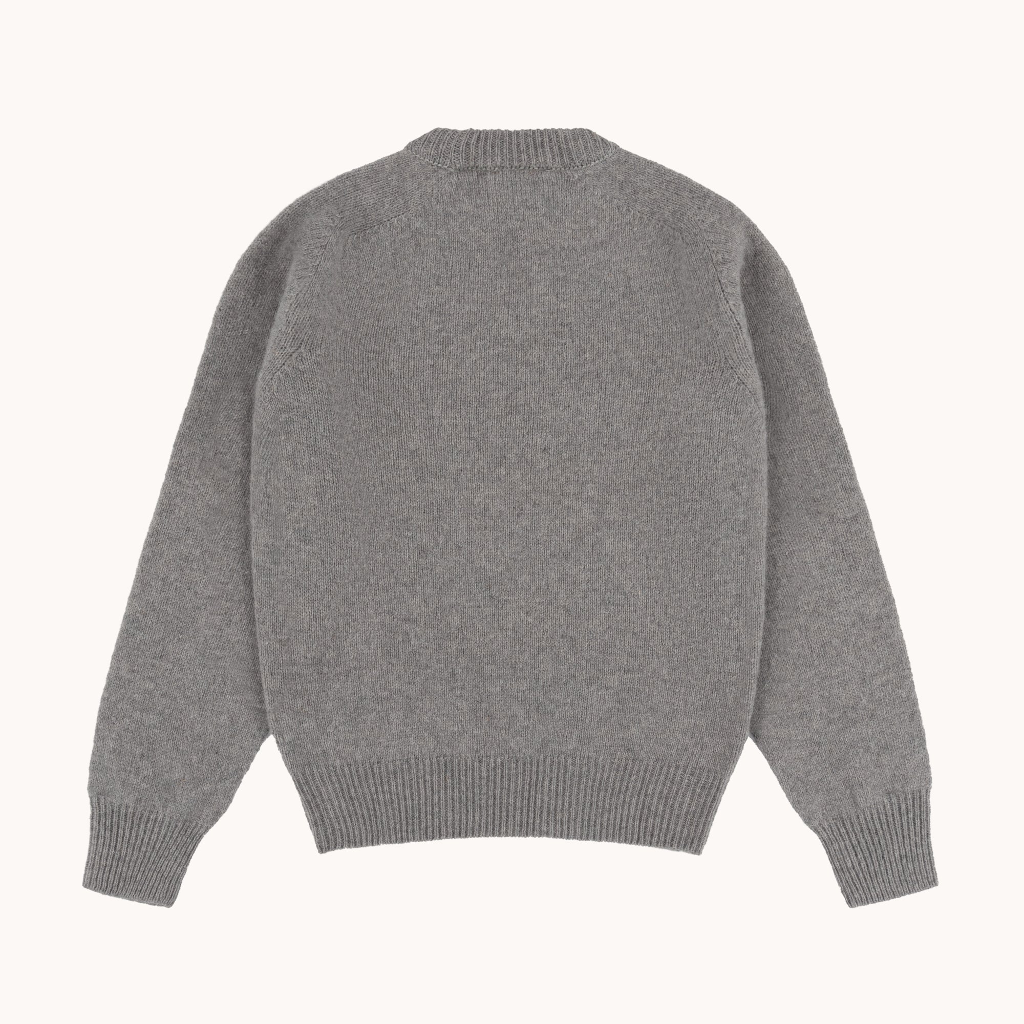 Shetland Wool Crew Neck Sweater - Grey