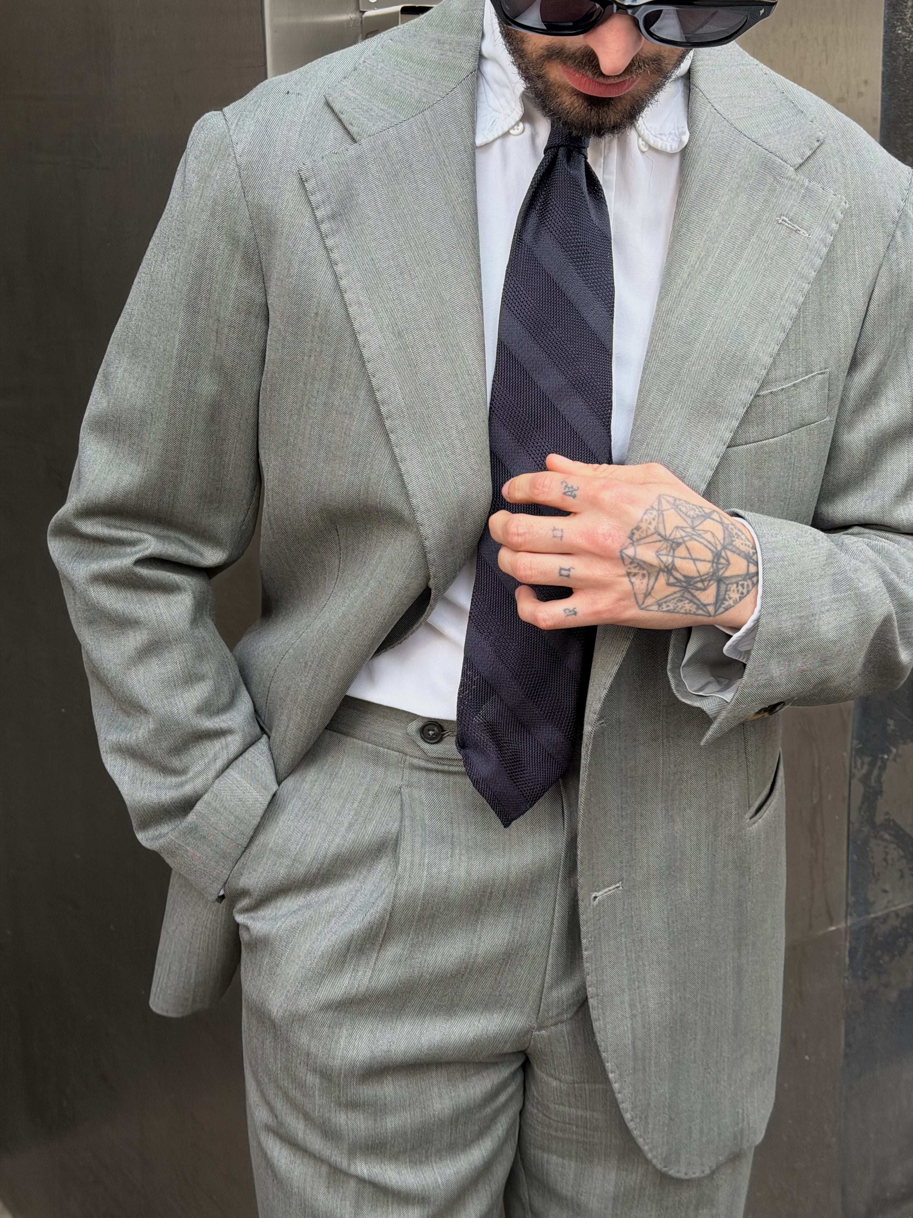 Italian Herringbone Wool Suiting