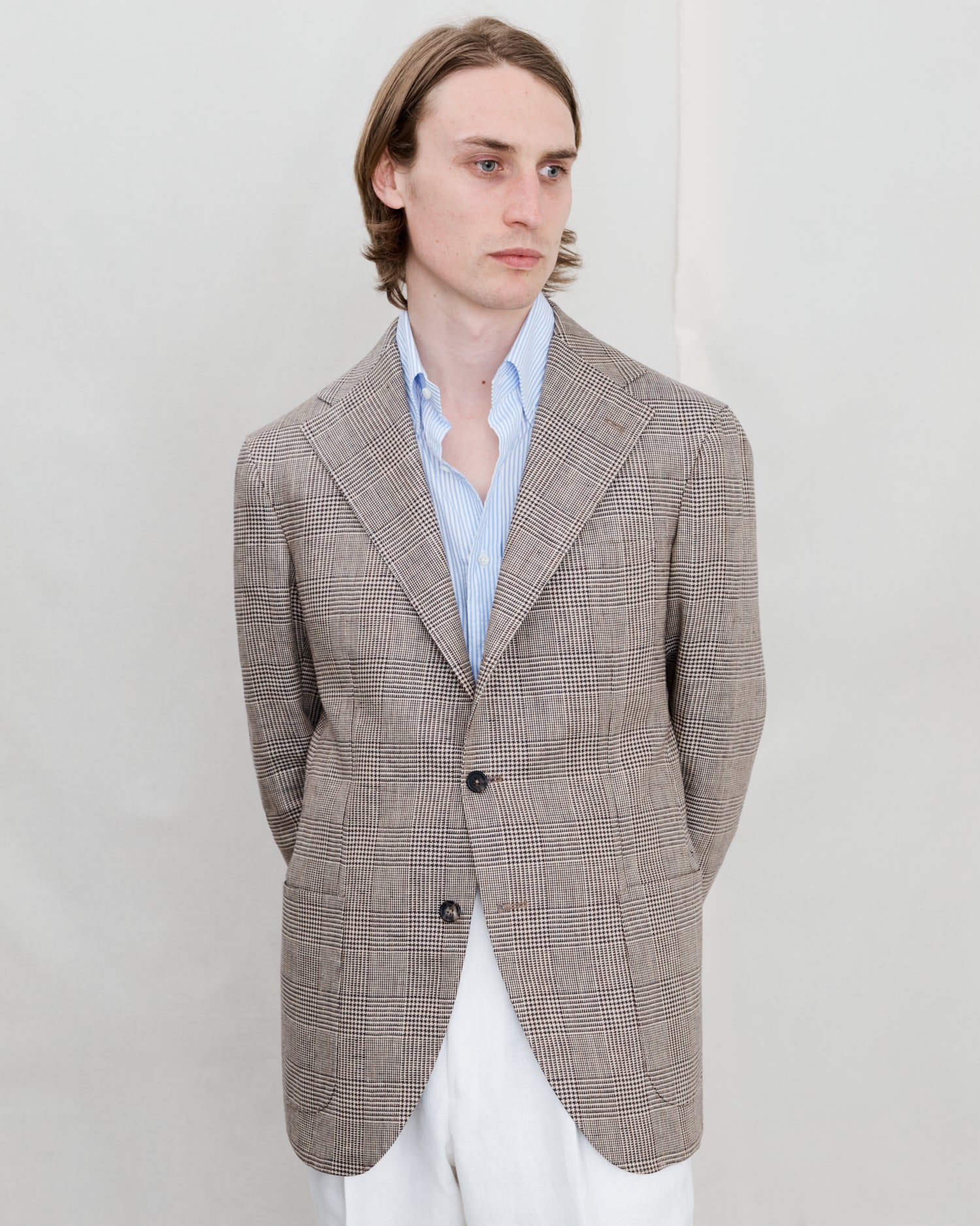 Button Down Collar Shirt - Blue Stripe Cotton Seersucker