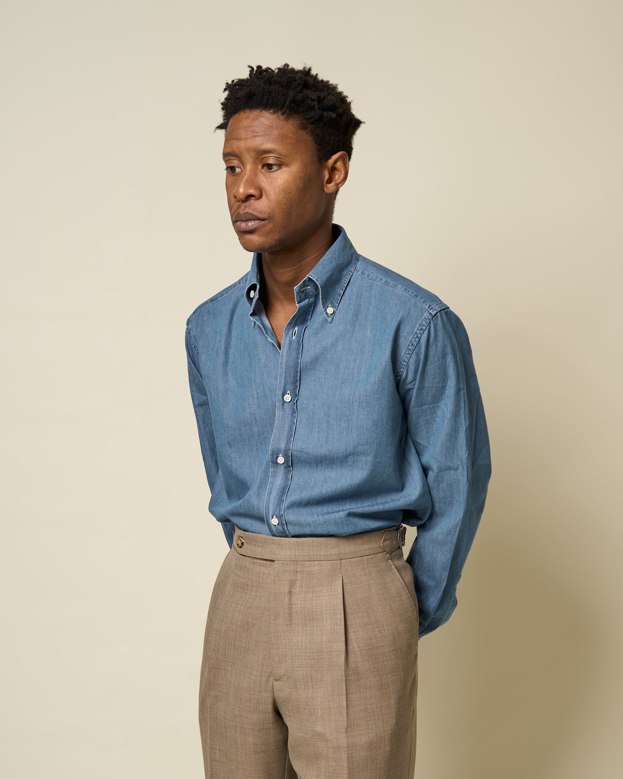 Button Down Collar Shirt - Wash Denim