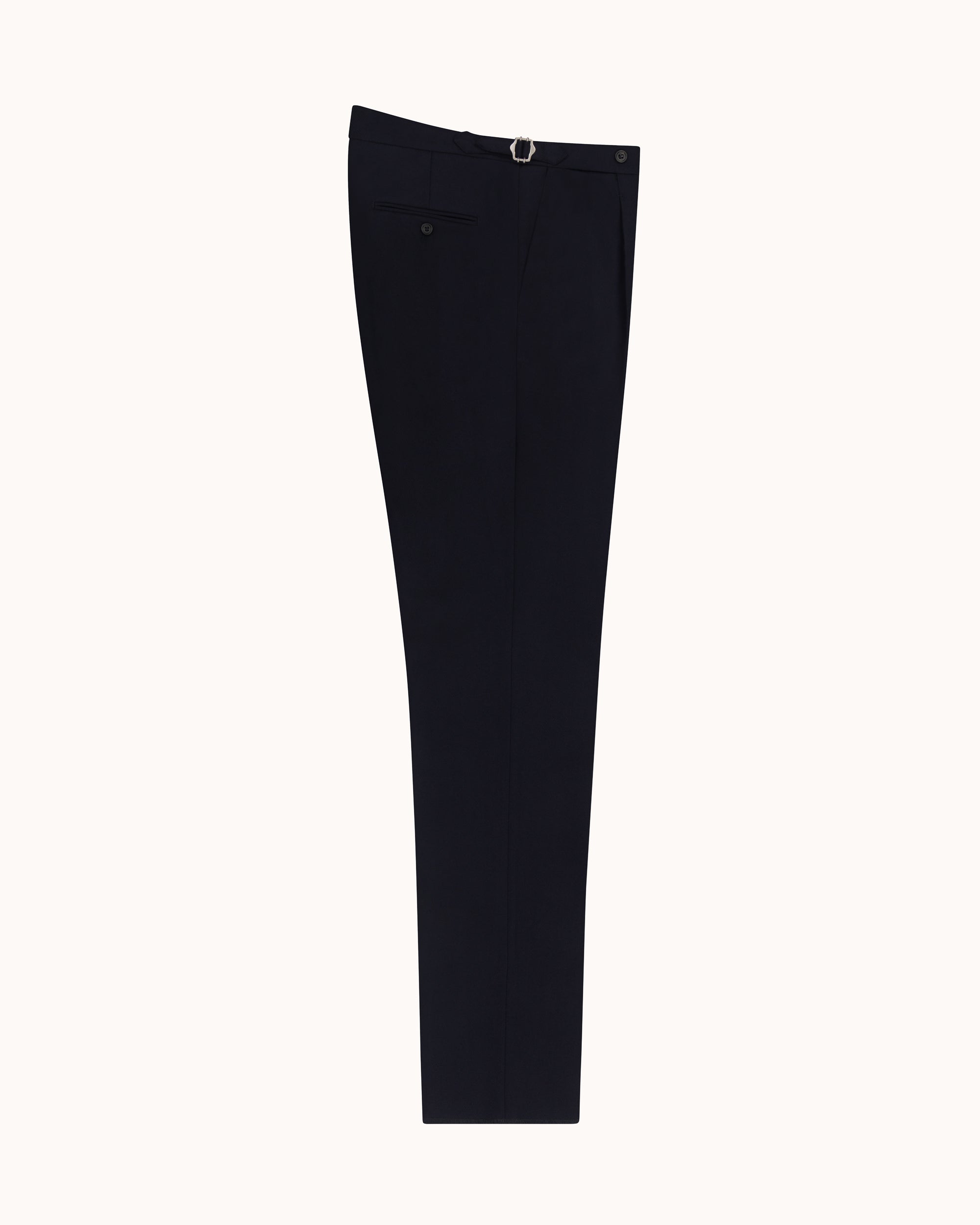 Classic Pleated Trouser - Navy Wool Cavalry Twill
