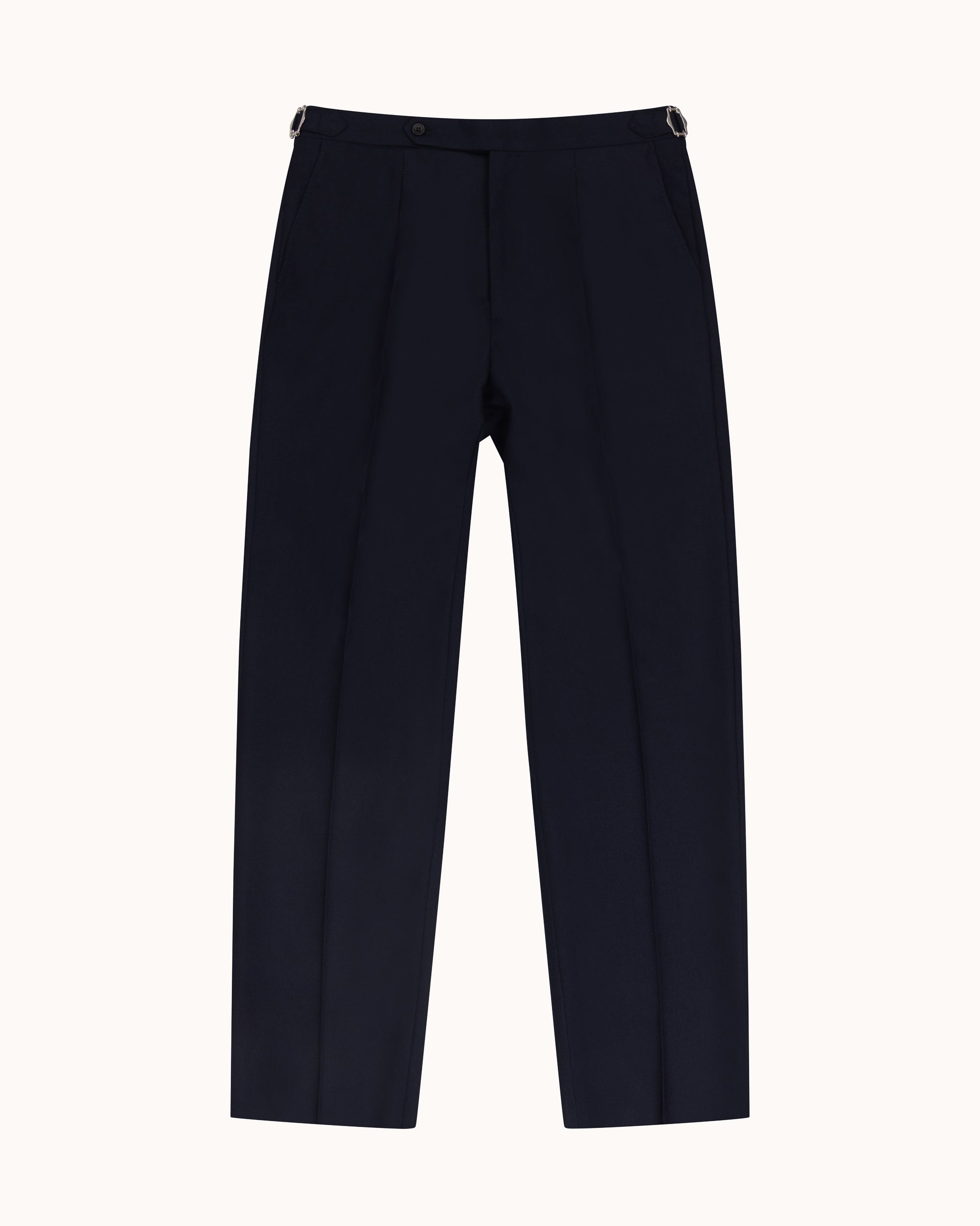 Classic Pleated Trouser - Navy Twill Wool