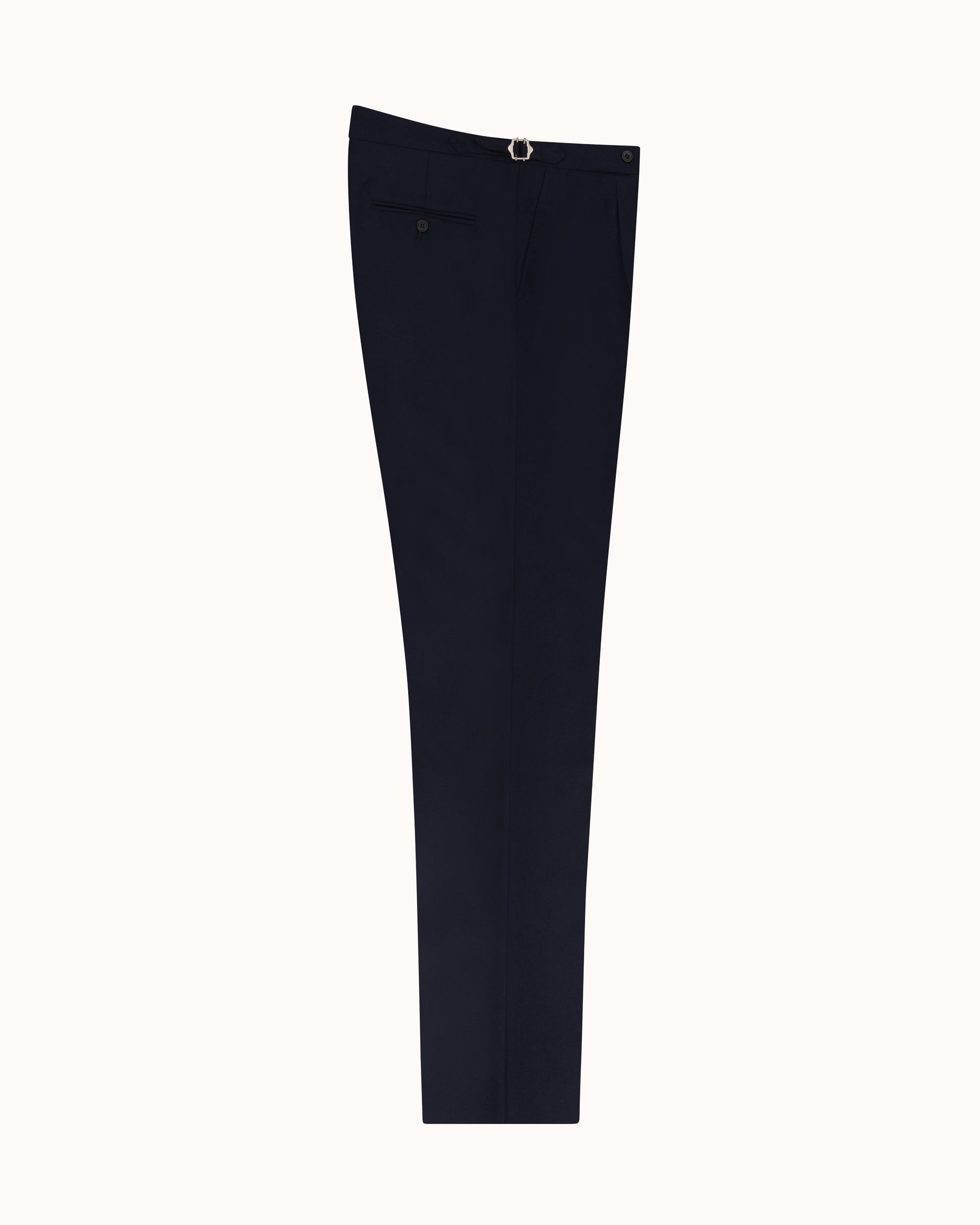 Classic Pleated Trouser - Navy Twill Wool
