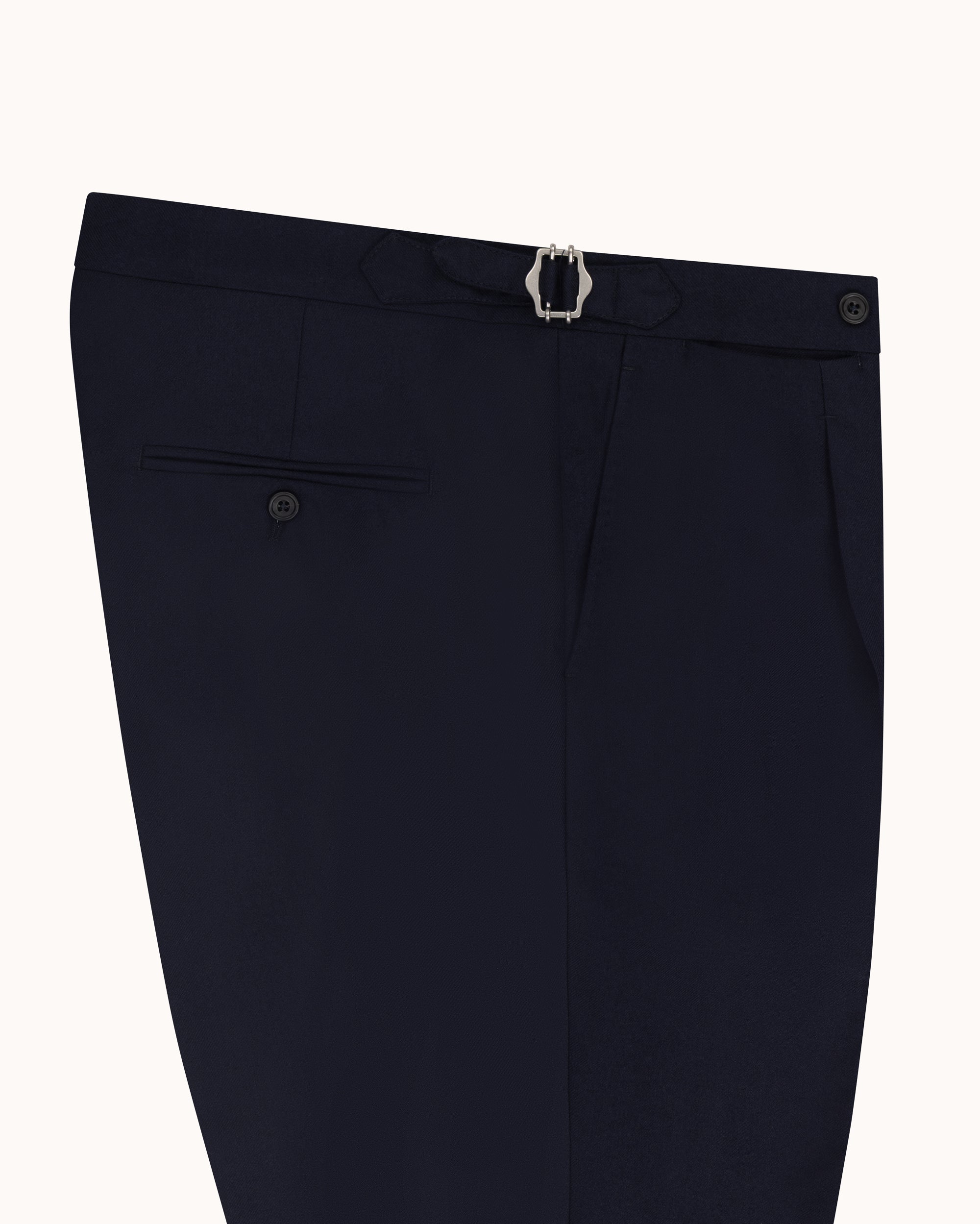 Classic Pleated Trouser - Navy Twill Wool