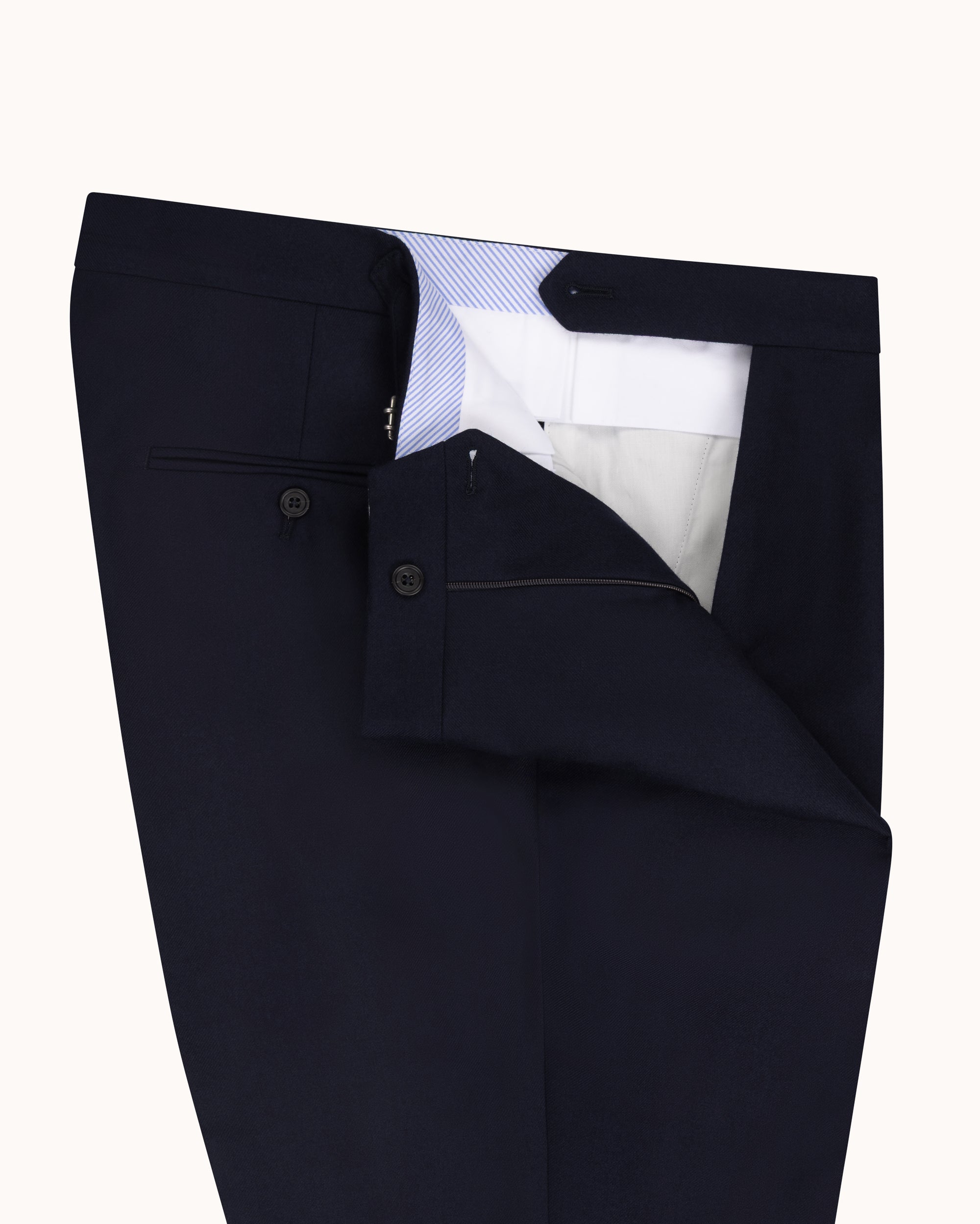 Classic Pleated Trouser - Navy Twill Wool