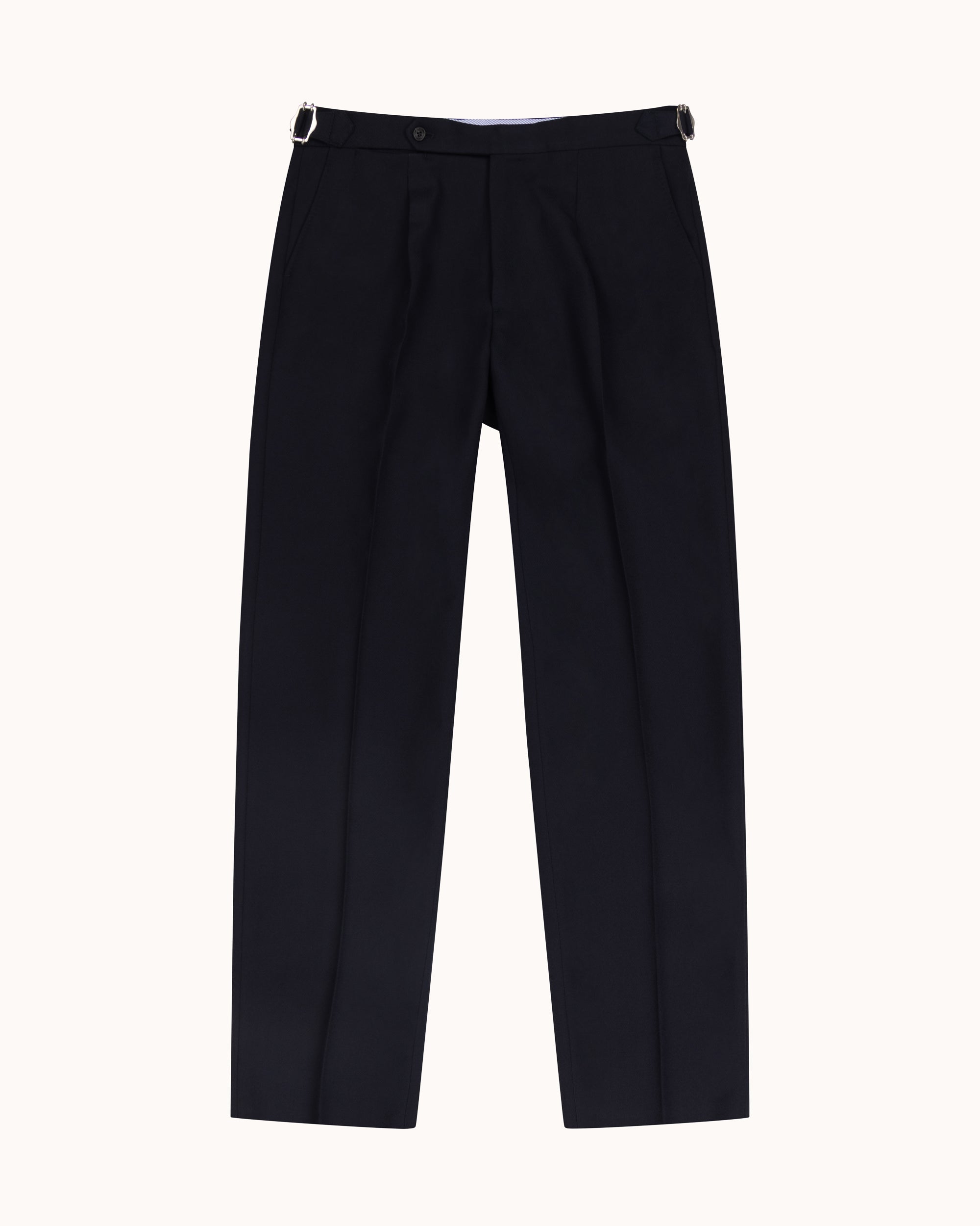 Relaxed Pleated Trouser - Navy Wool Cavalry Twill