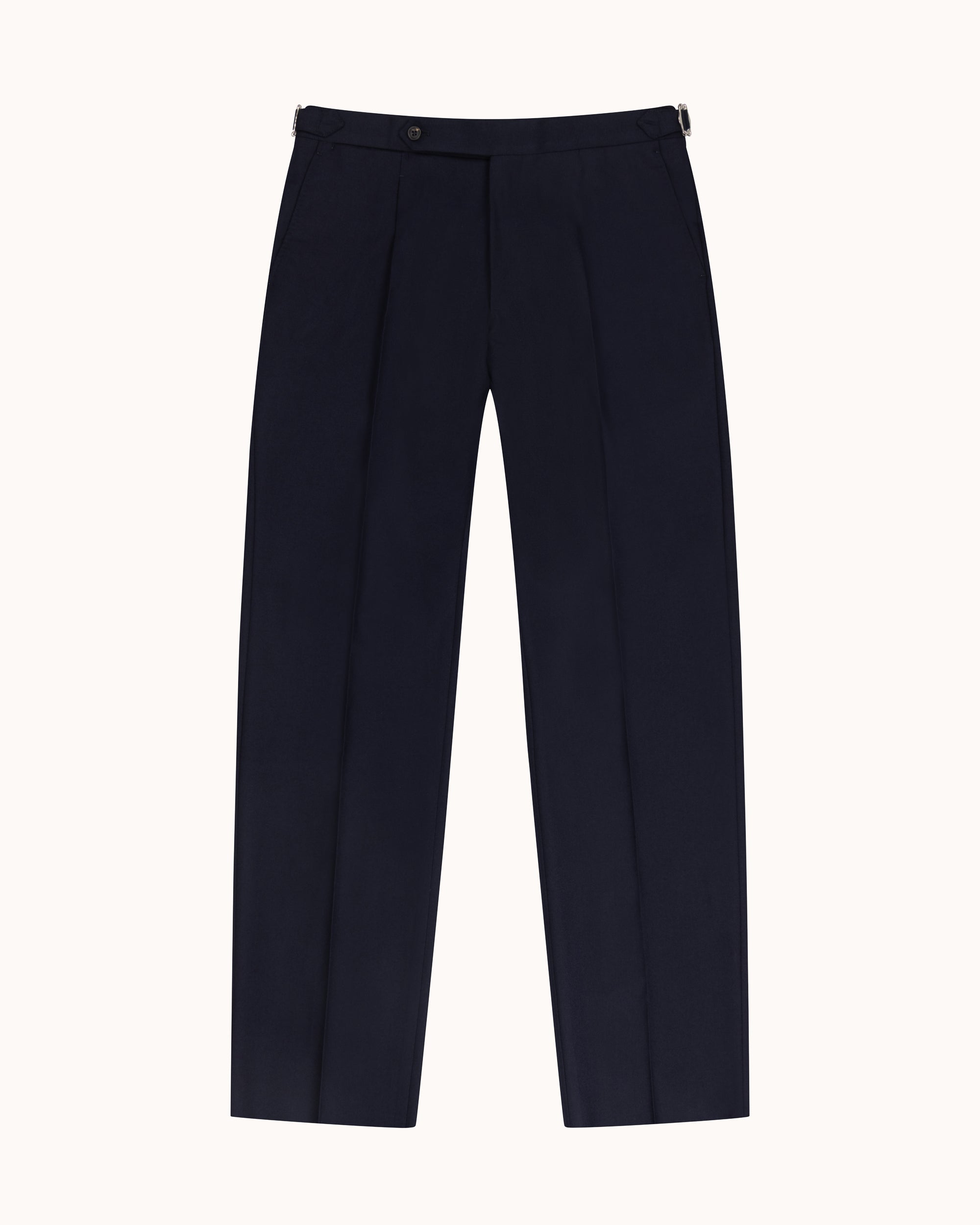Relaxed Pleated Trouser - Navy Twill Wool