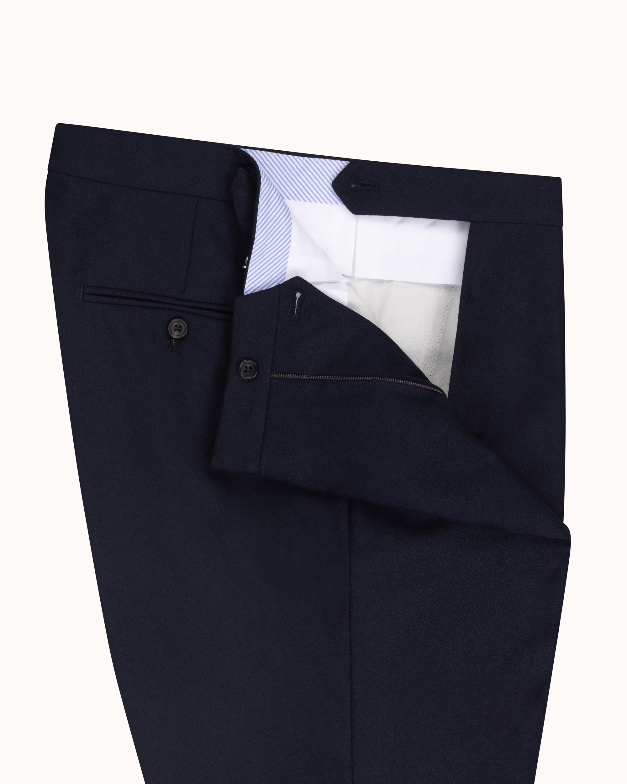 Relaxed Pleated Trouser - Navy Twill Wool