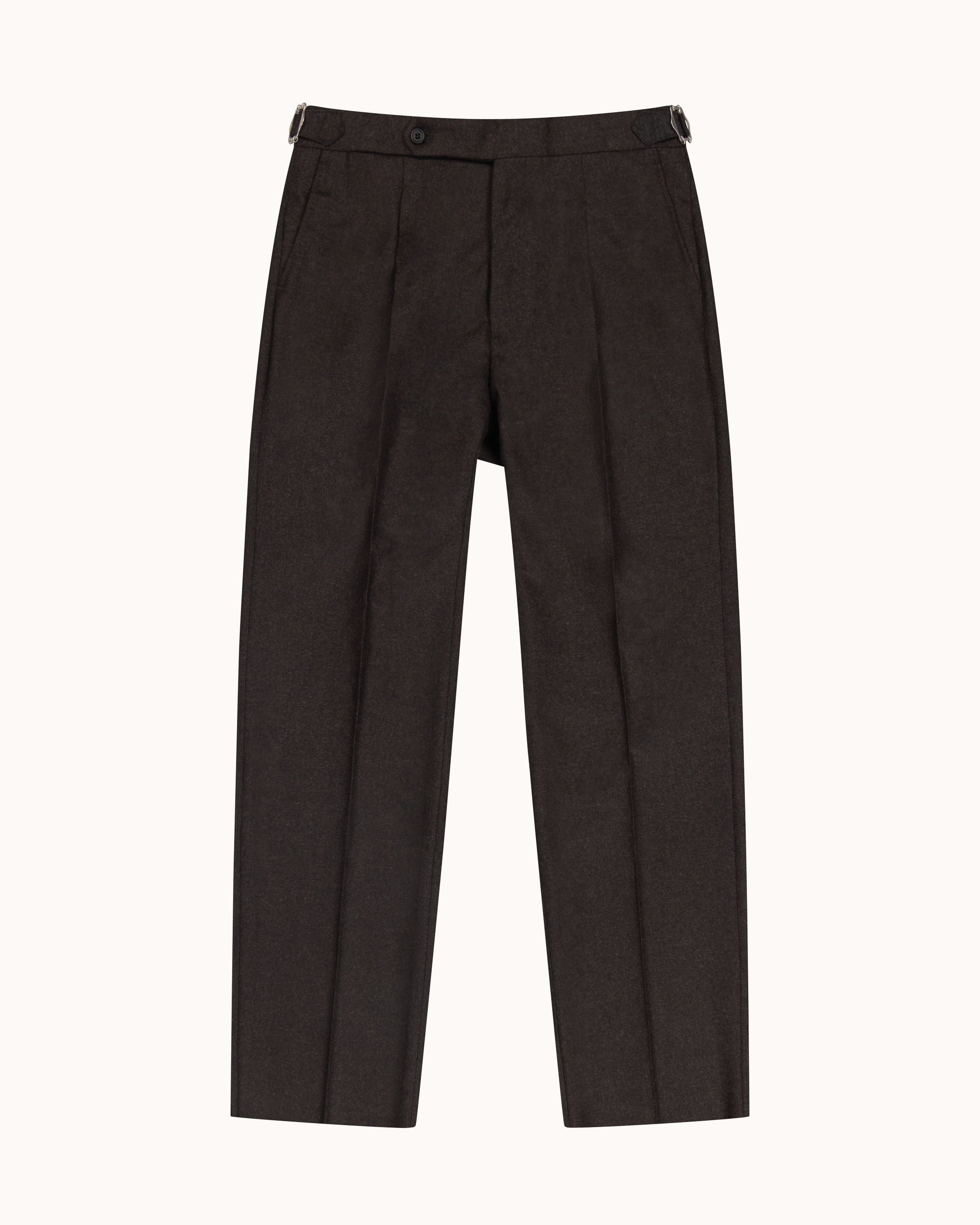 Relaxed Pleated Trouser - Brown Woollen Flannel