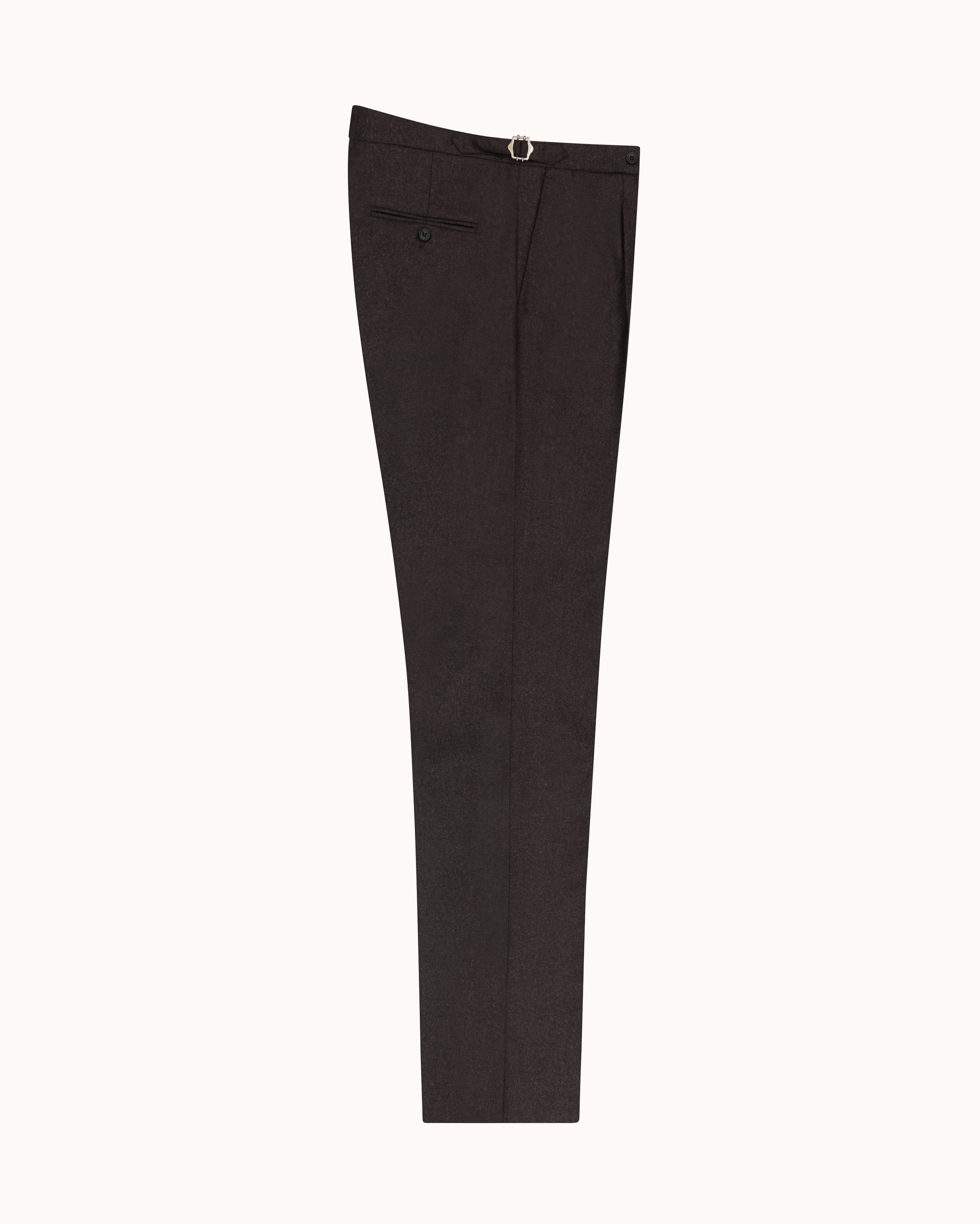 Relaxed Pleated Trouser - Brown Woollen Flannel
