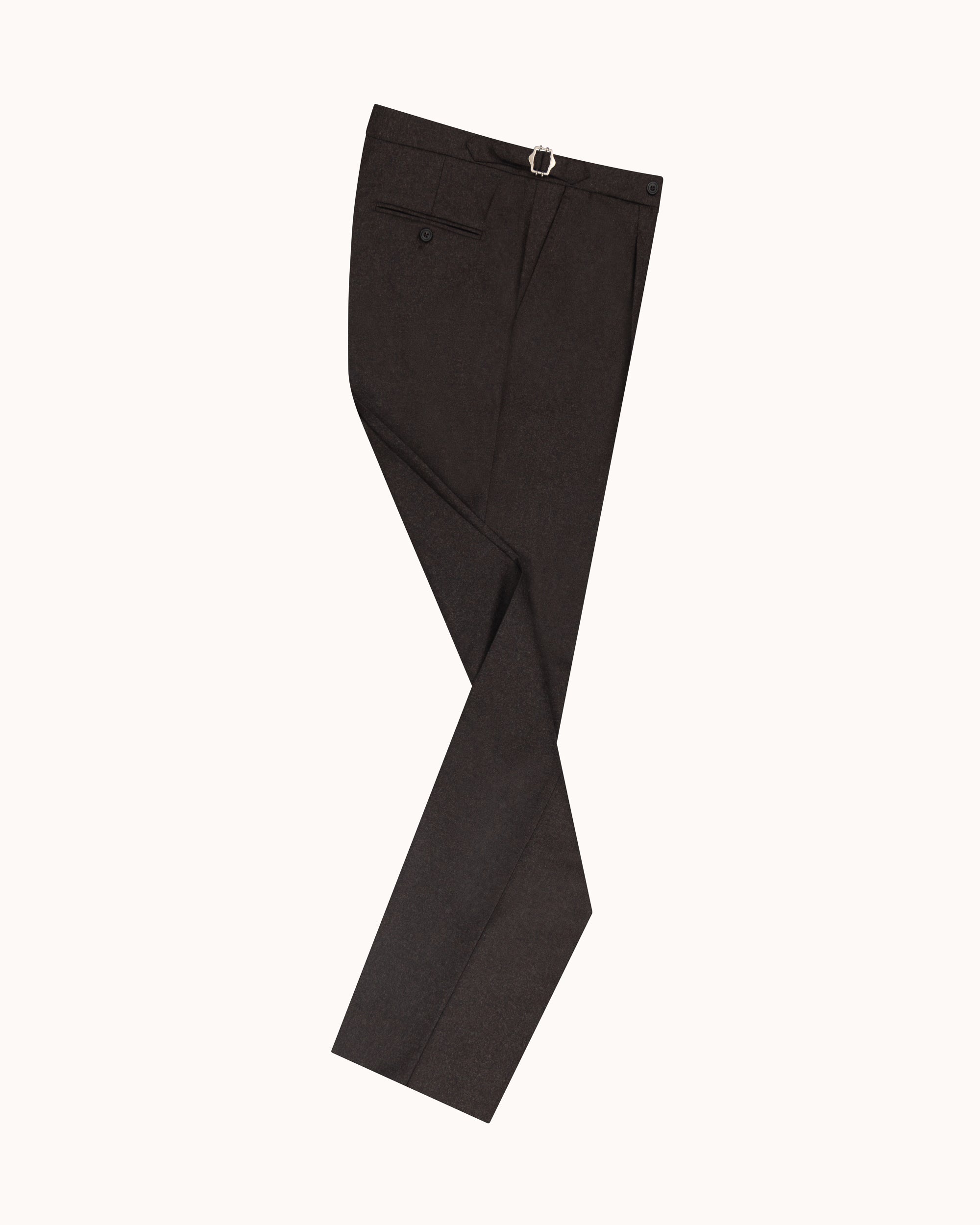 Relaxed Pleated Trouser - Brown Woollen Flannel