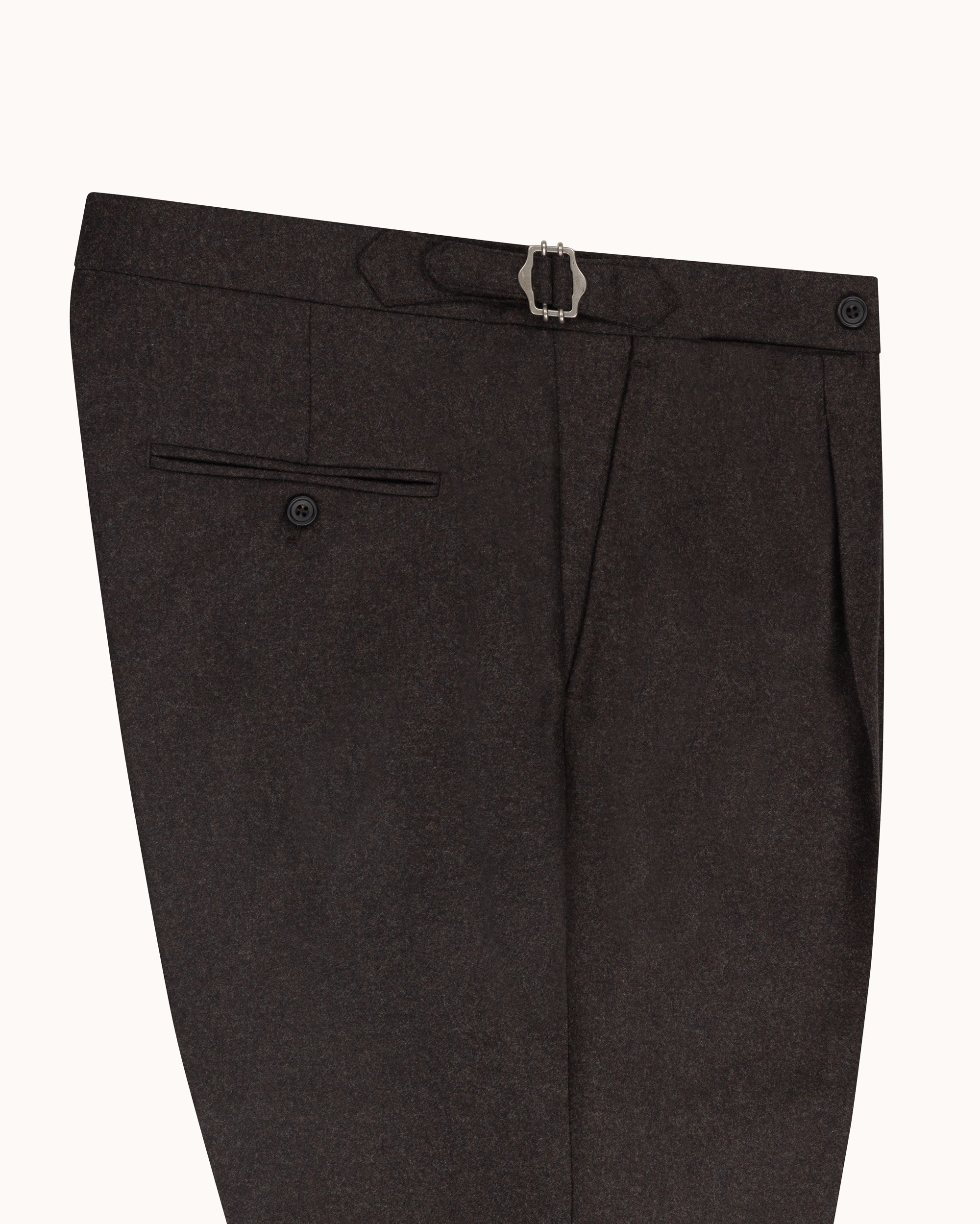Relaxed Pleated Trouser - Brown Woollen Flannel
