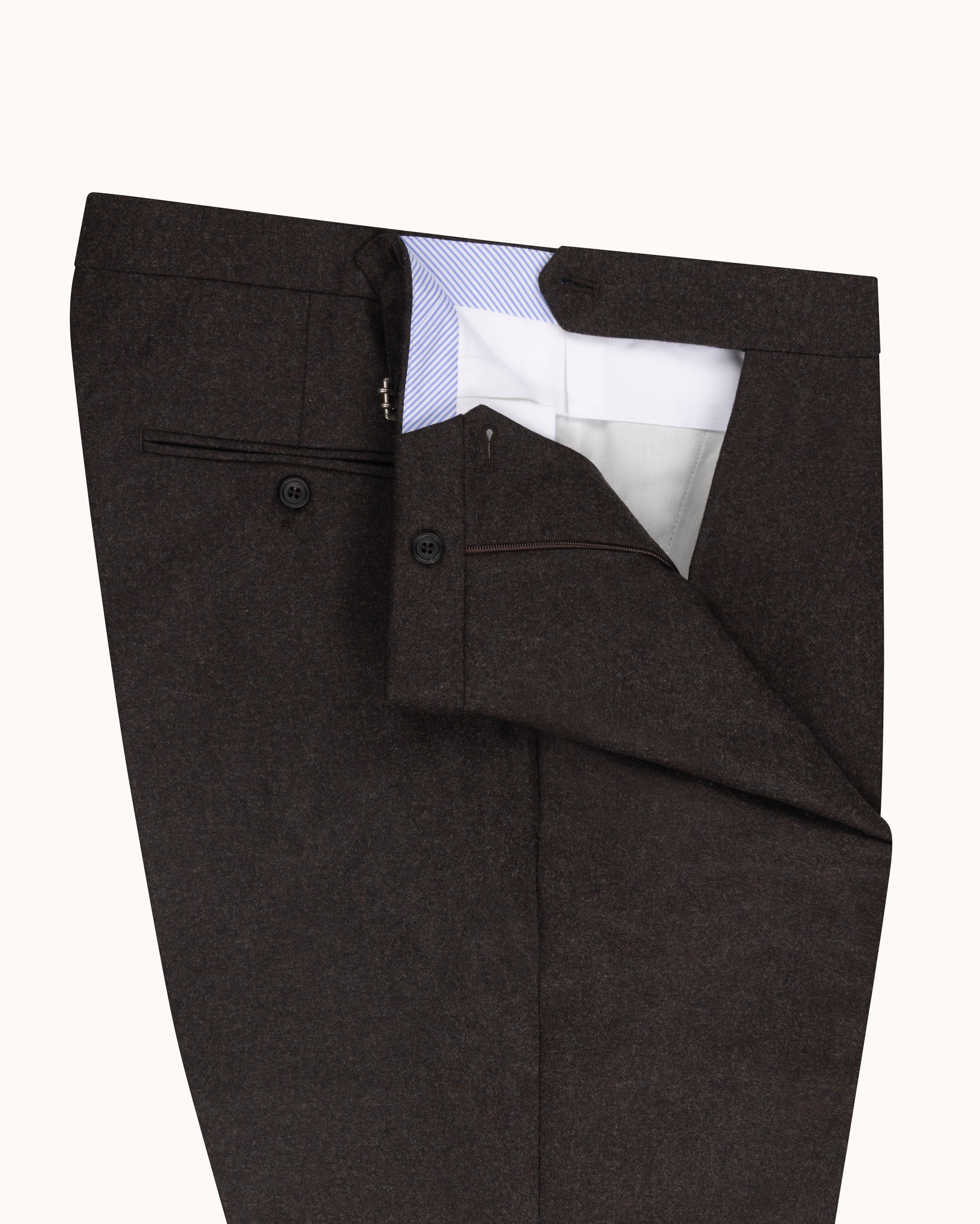 Relaxed Pleated Trouser - Brown Woollen Flannel