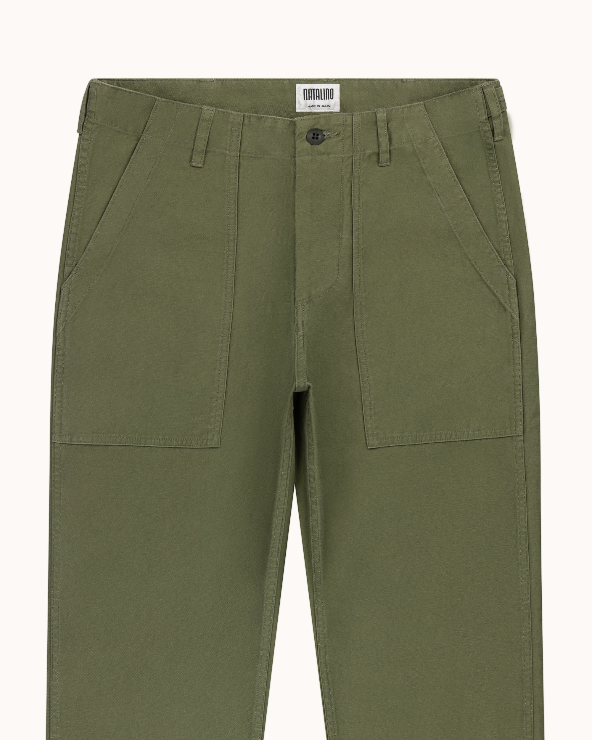 High Rise Japanese Fatigue Pant - Field Green Cotton