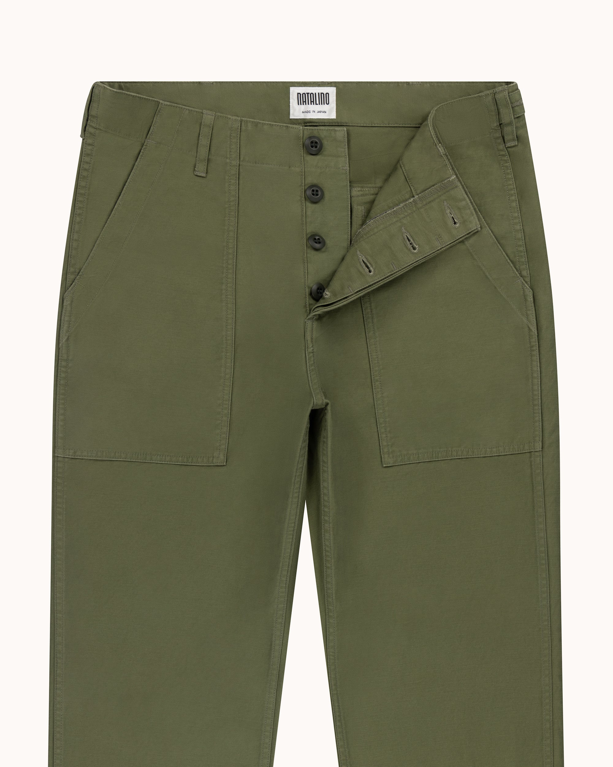 High Rise Japanese Fatigue Pant - Field Green Cotton