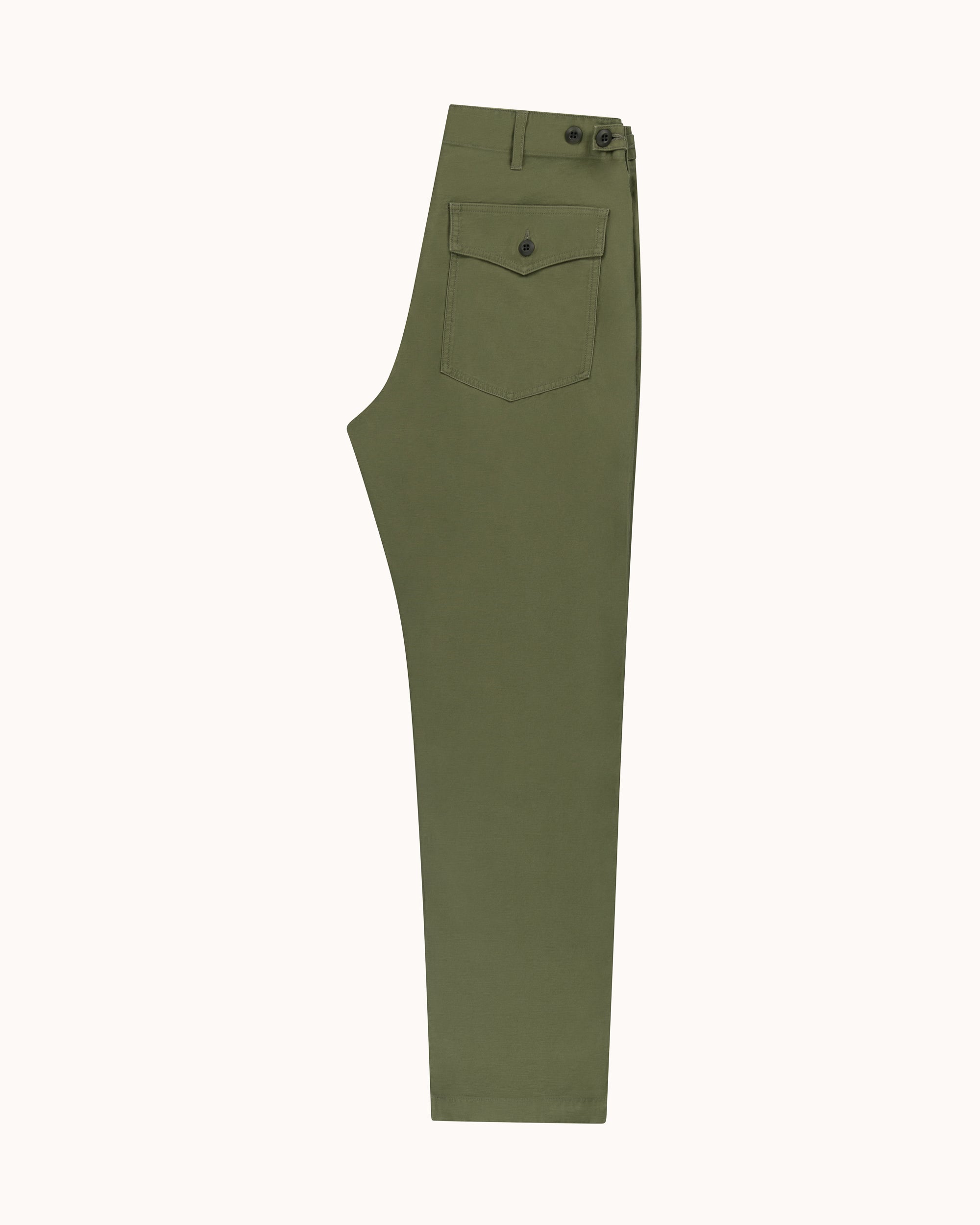 High Rise Japanese Fatigue Pant - Field Green Cotton