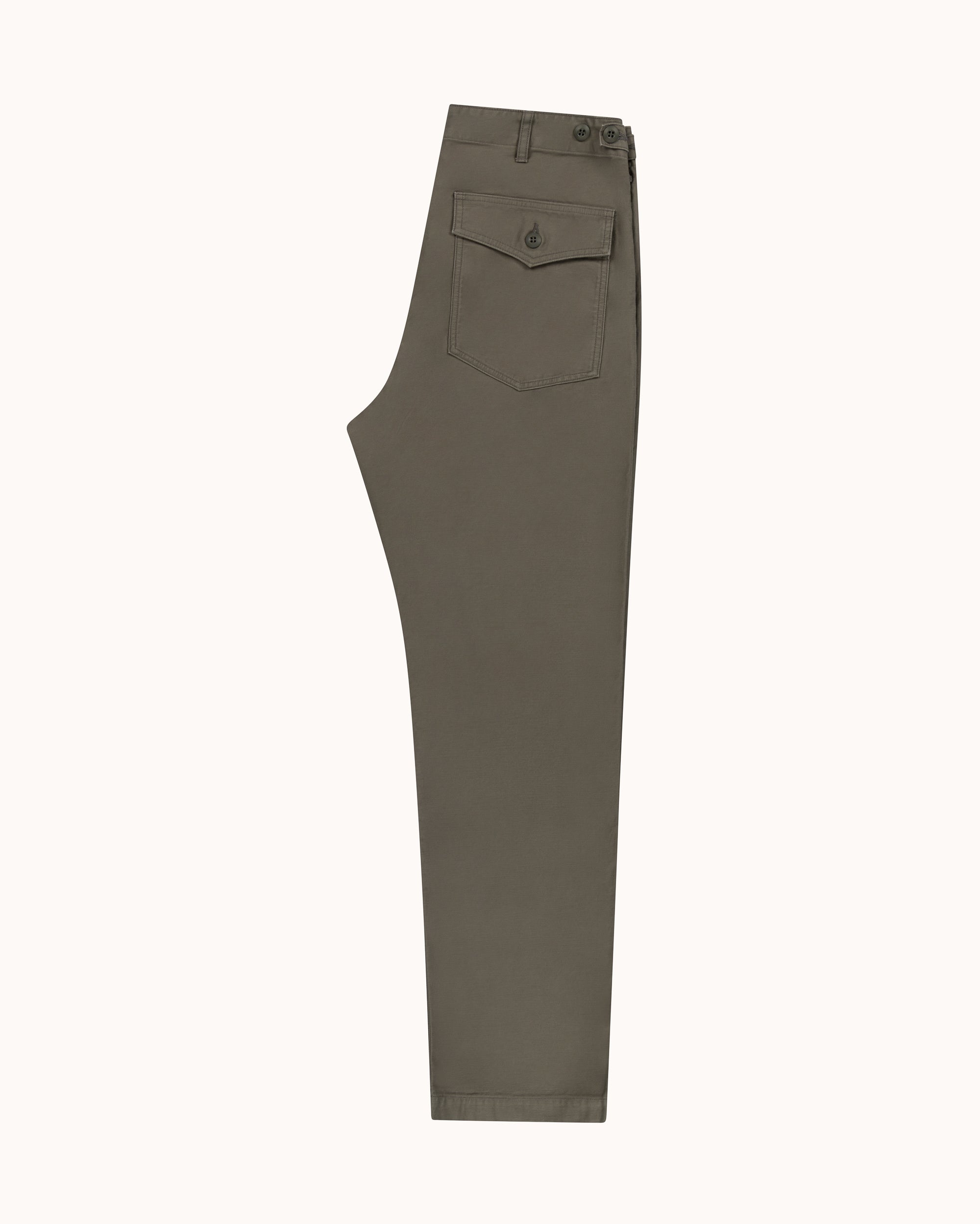 High Rise Japanese Fatigue Pant - Slate Olive Cotton
