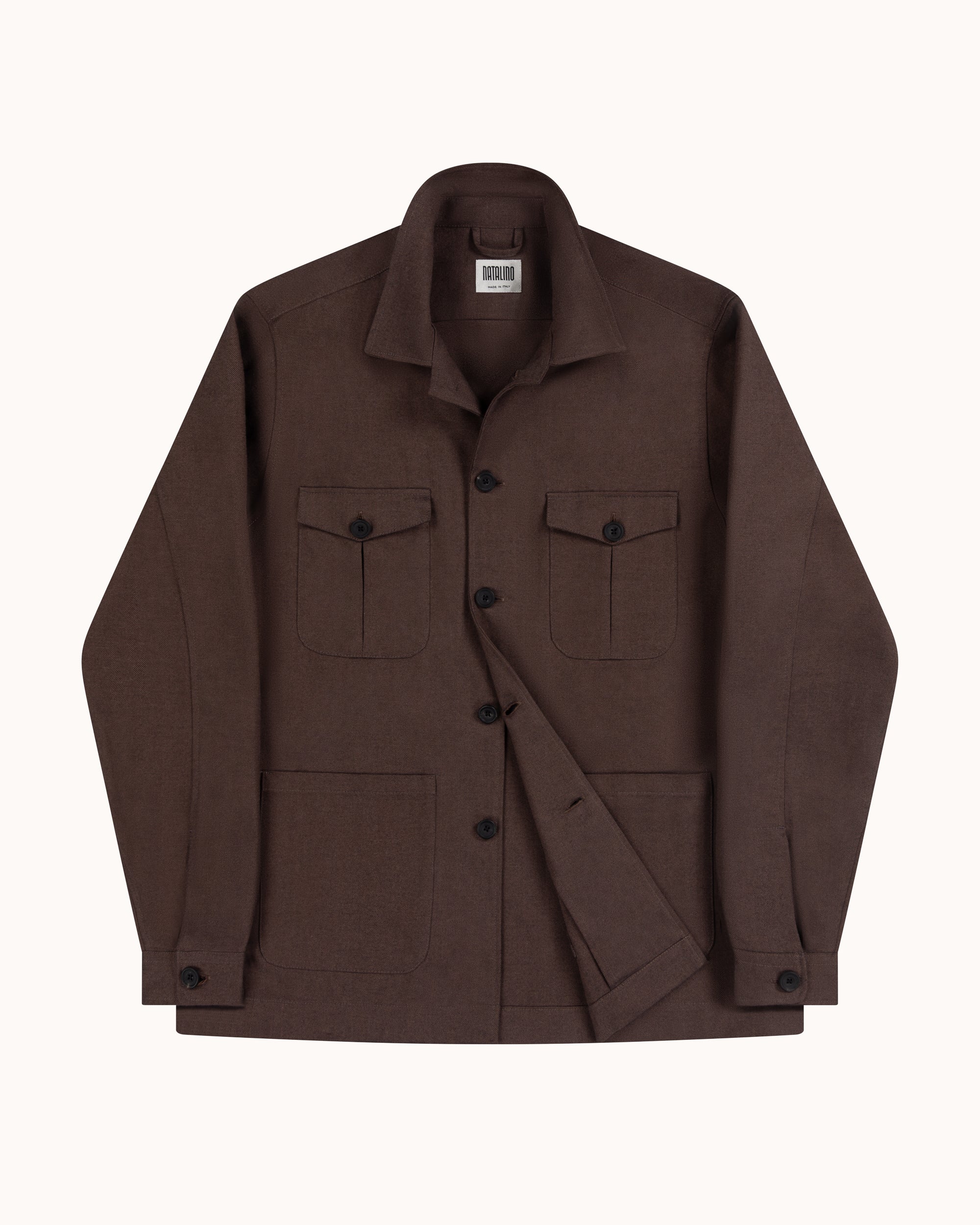 Overshirt - Brown Herringbone Cotton Cashmere