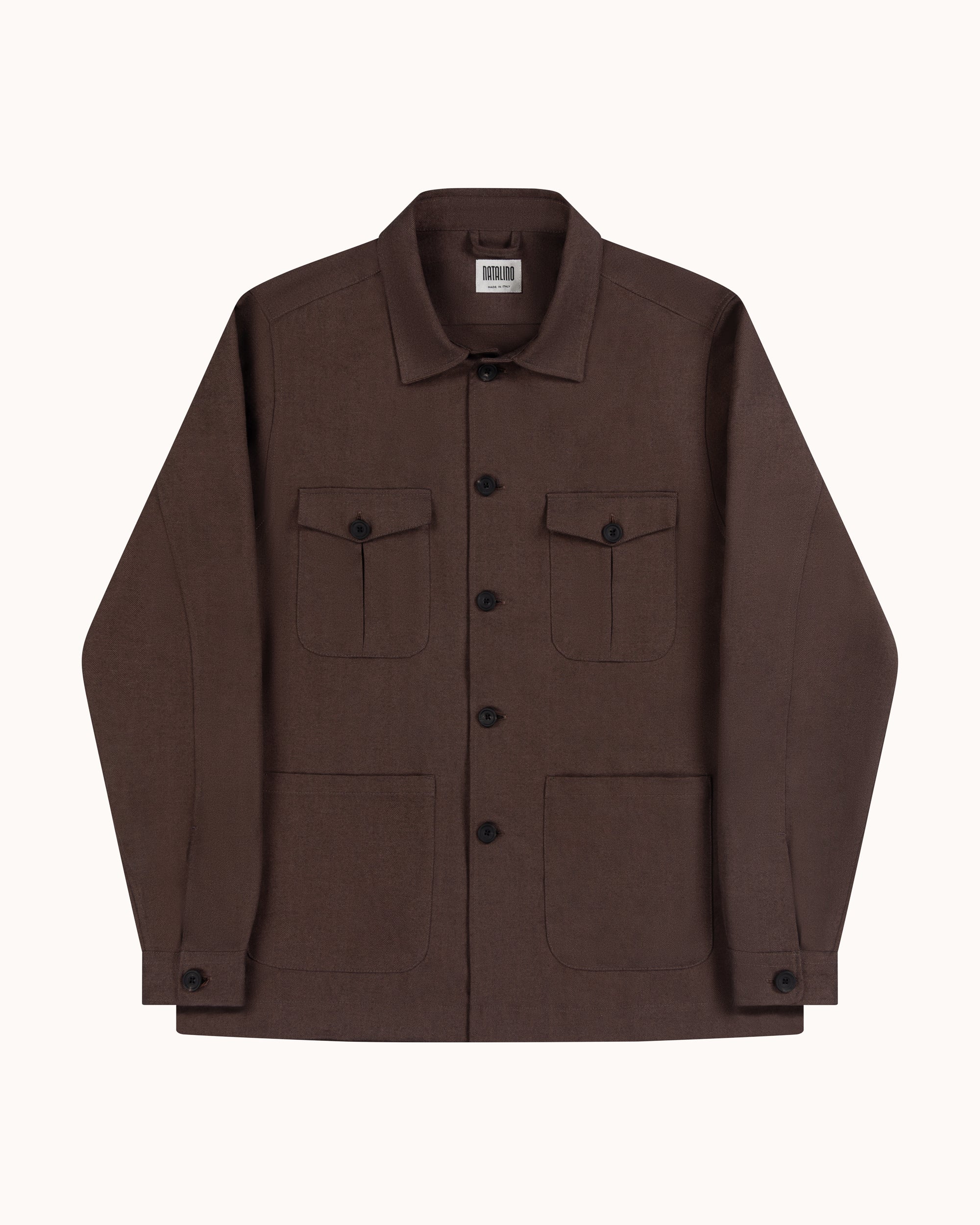 Overshirt - Brown Herringbone Cotton Cashmere