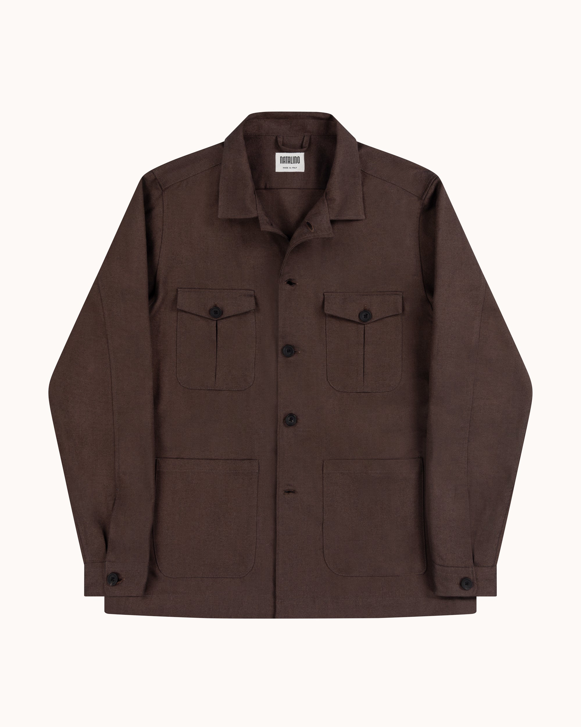 Overshirt - Brown Herringbone Cotton Cashmere