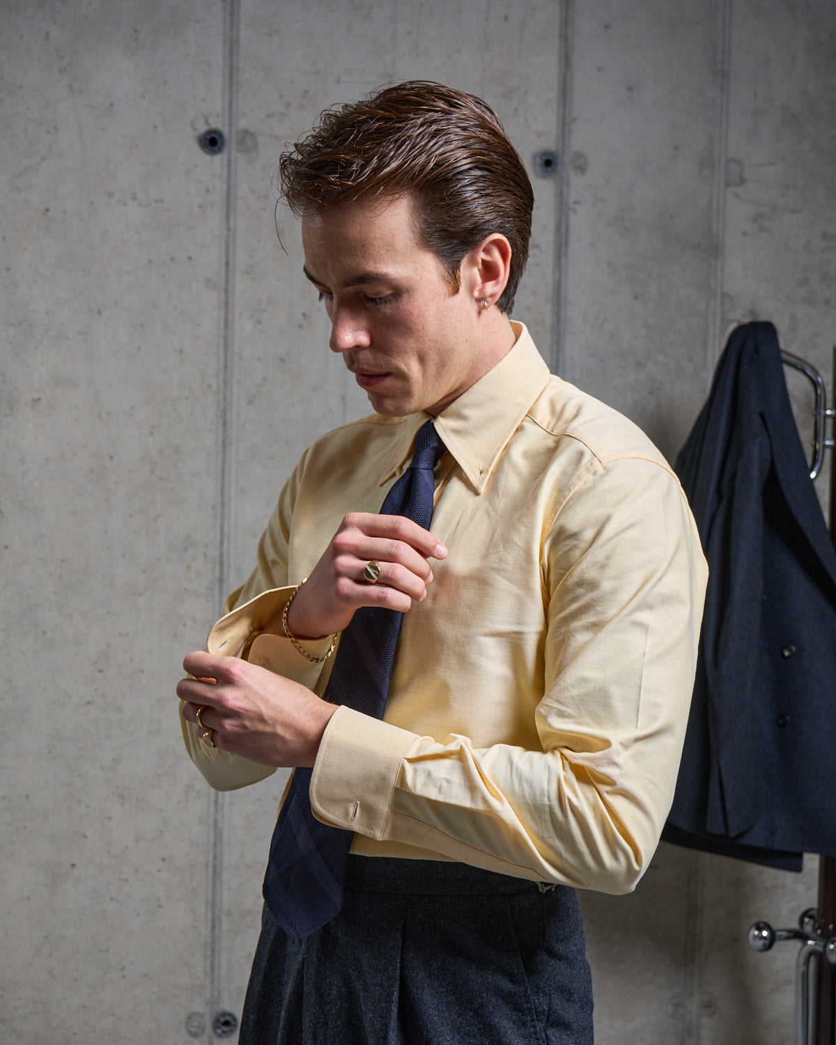 Button Down Collar Shirt - Yellow Oxford Cotton