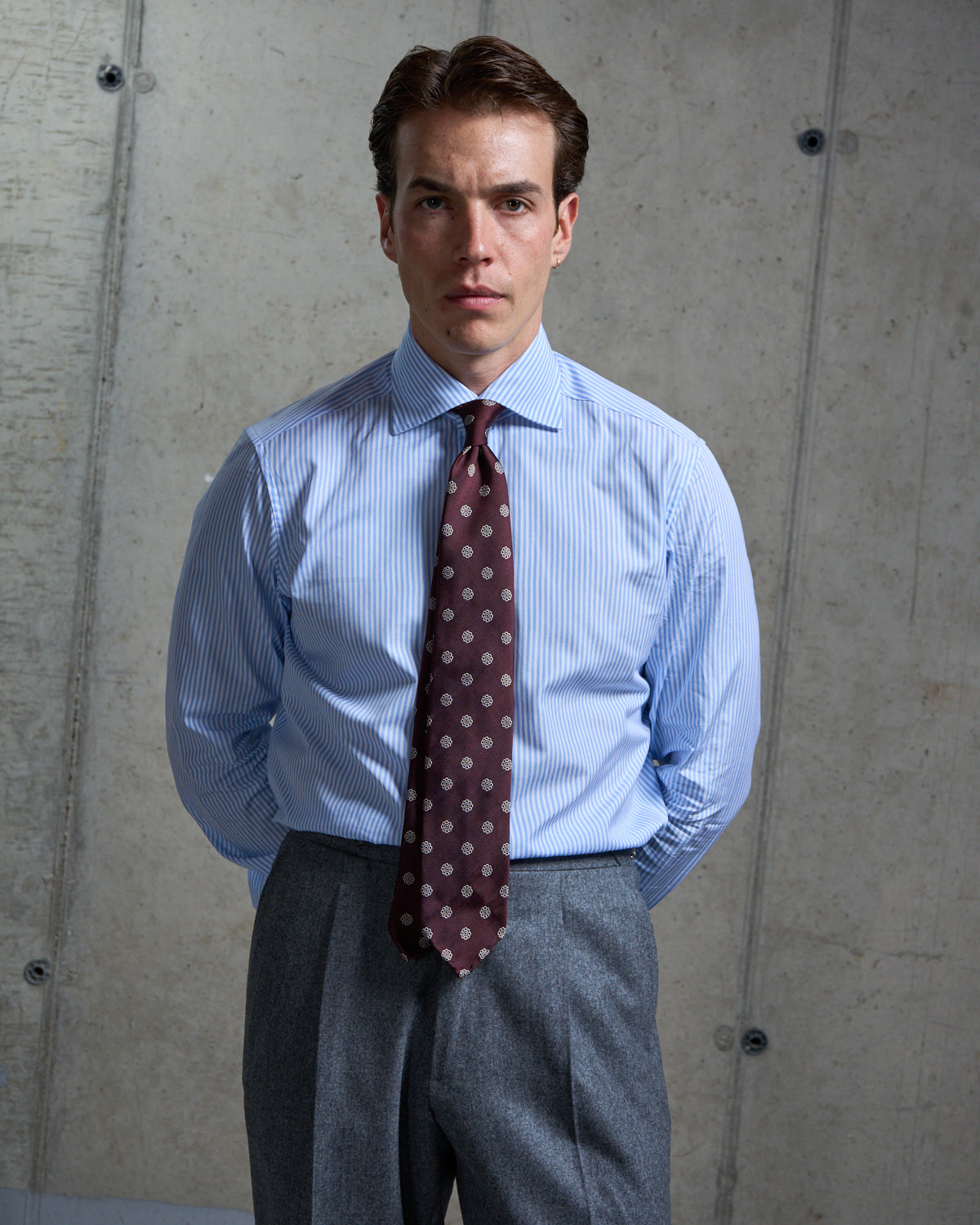 Shibumi Firenze - Flower Japanese Jacquard Silk Tie - Wine
