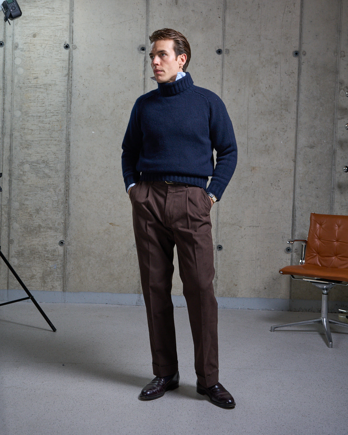 Lambswool Submariner Rollneck Sweater - Navy