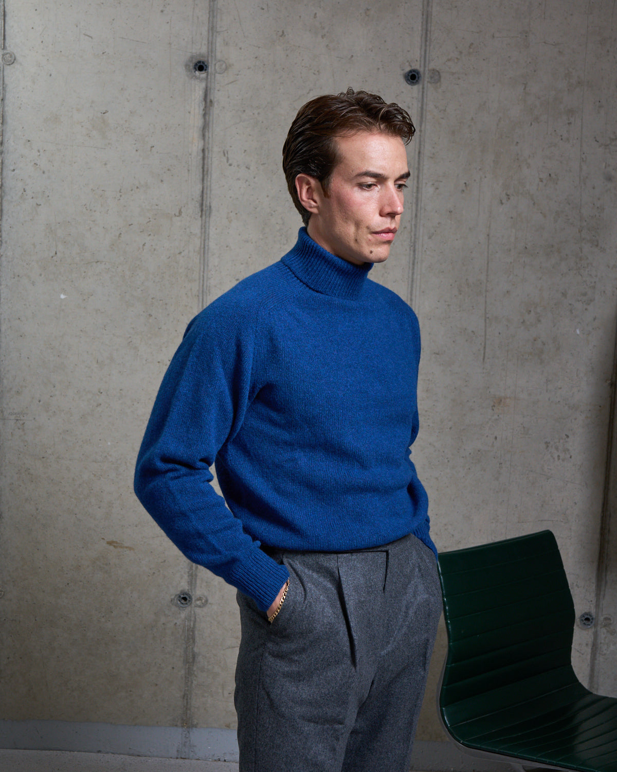 Lambswool Rollneck Sweater - Blue