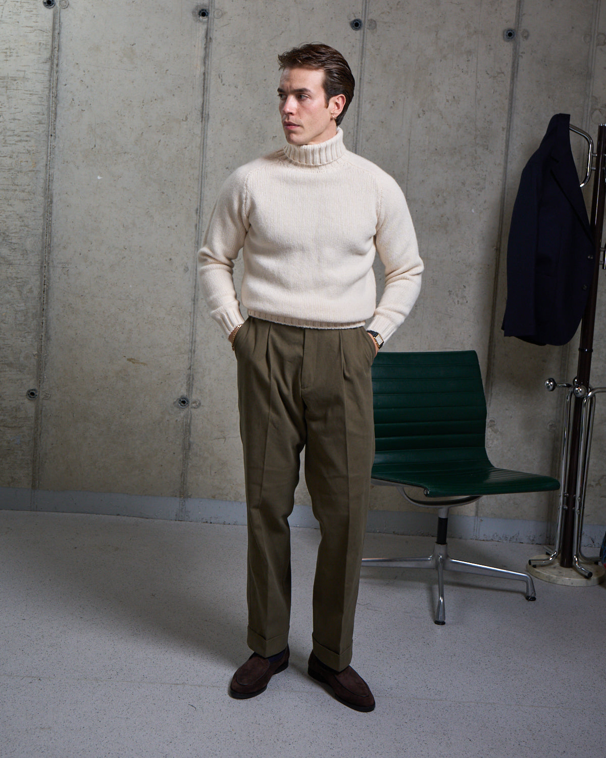 Lambswool Submariner Rollneck Sweater - Chalk