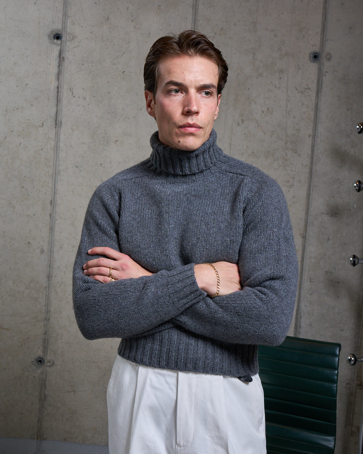 Lambswool Submariner Rollneck Sweater - Grey
