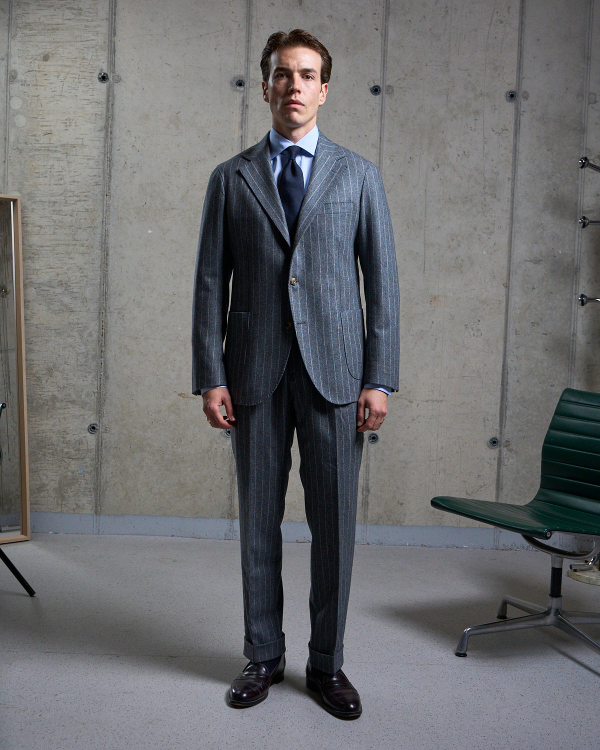 Sport Jacket - Grey Chalk Stripe Woollen Flannel