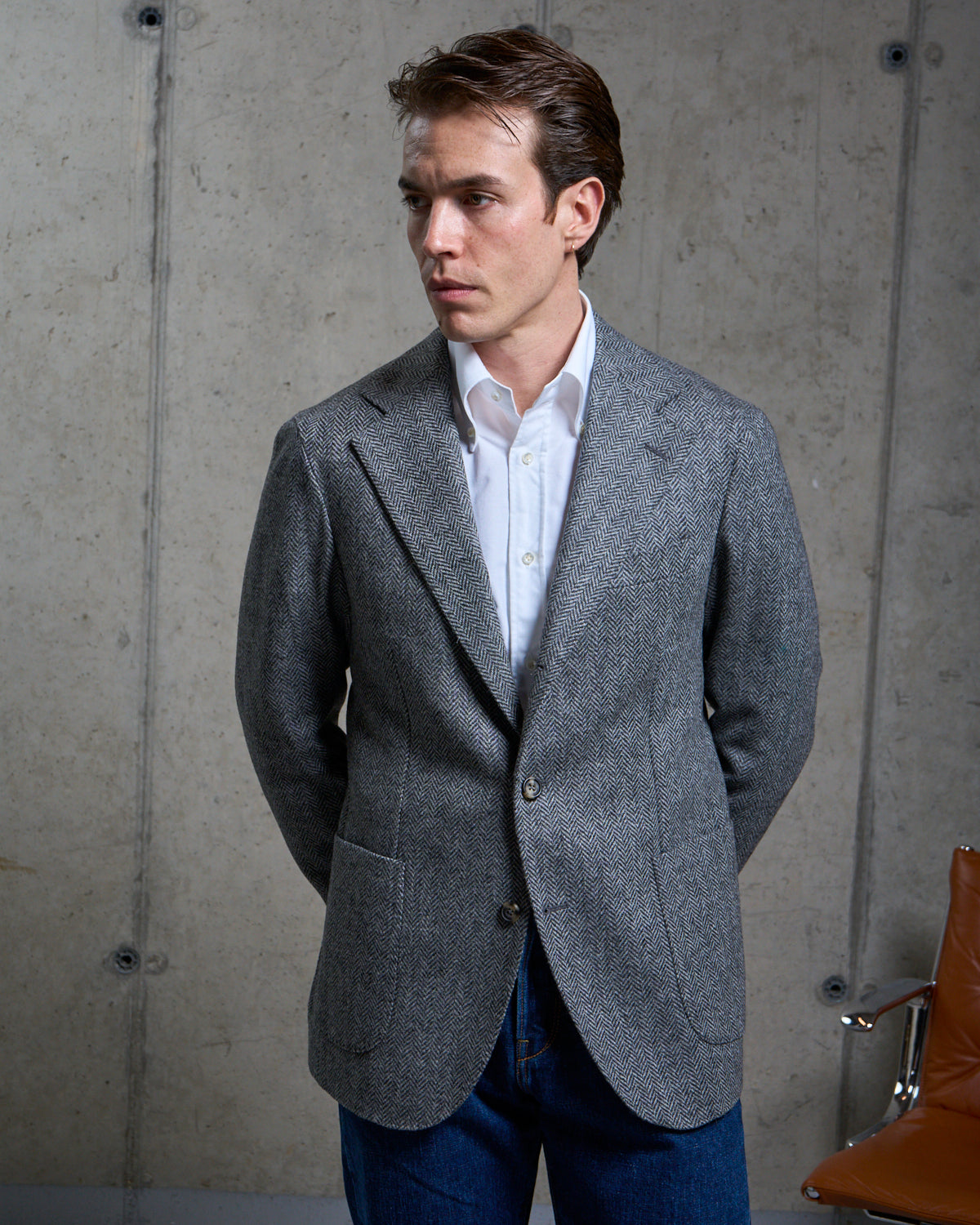 Sport Jacket - Grey Herringbone Wool