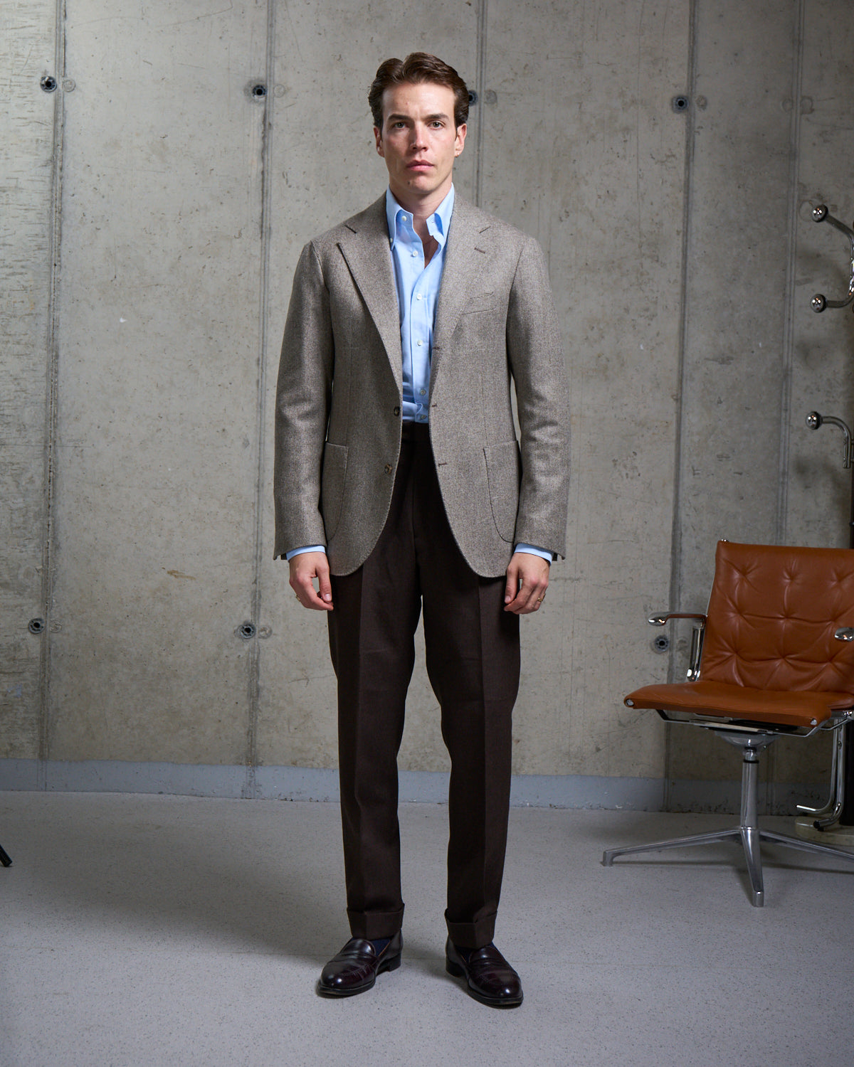 Sport Jacket - Taupe Herringbone Wool