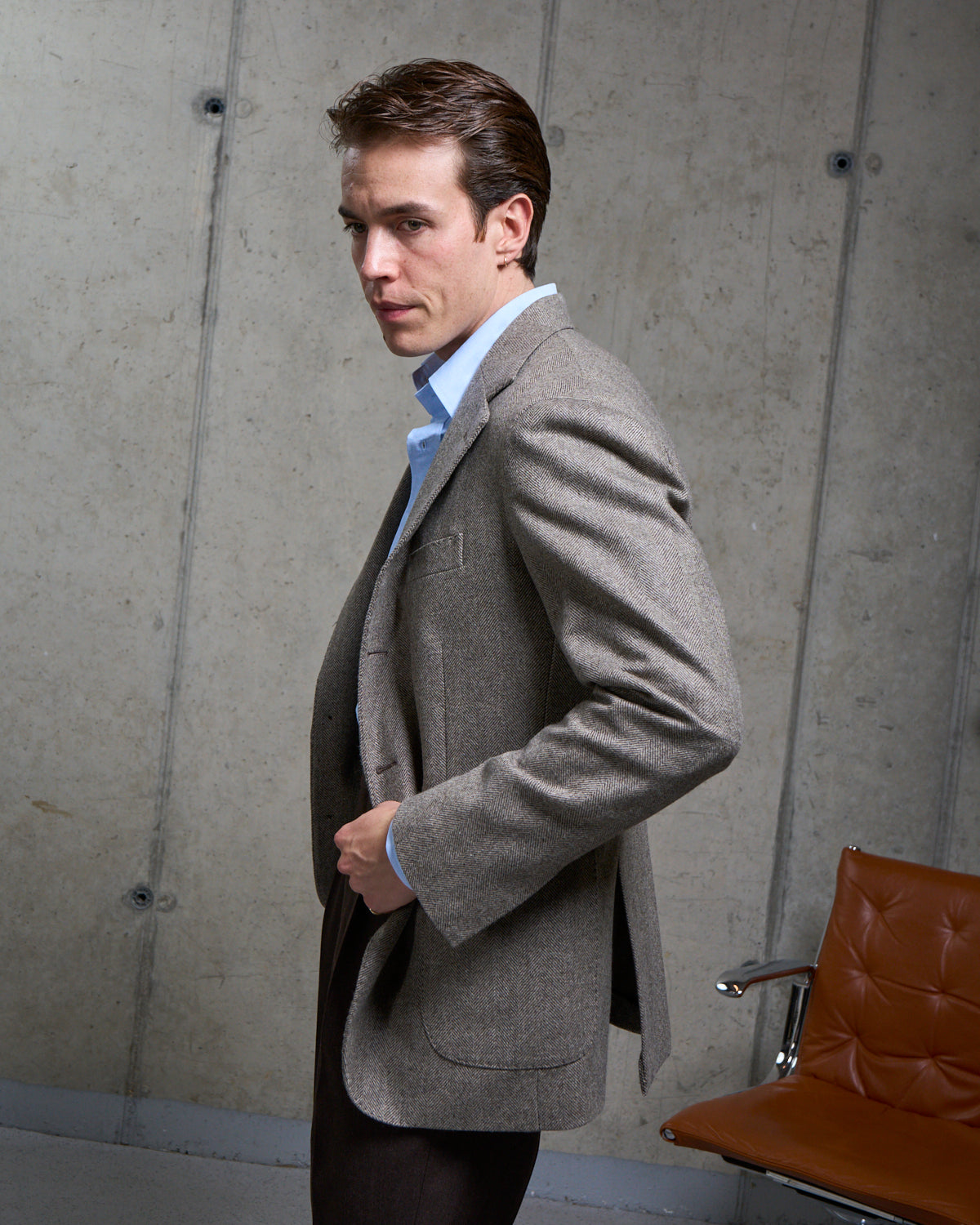 Sport Jacket - Taupe Herringbone Wool