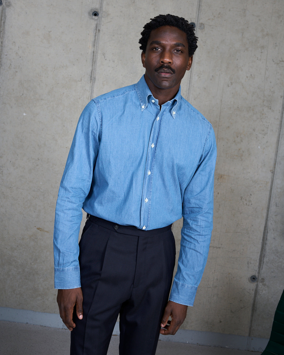 Button Down Collar Shirt - Wash Denim