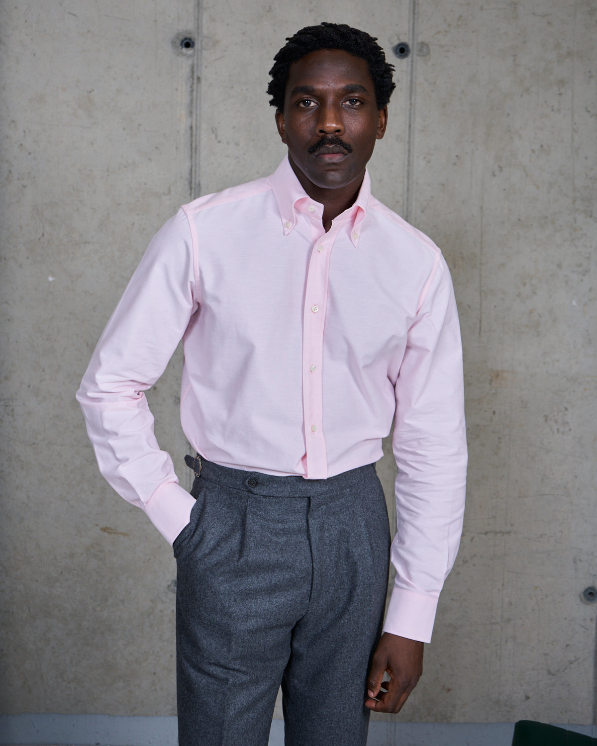 Button Down Collar Shirt - Pink Oxford Cotton