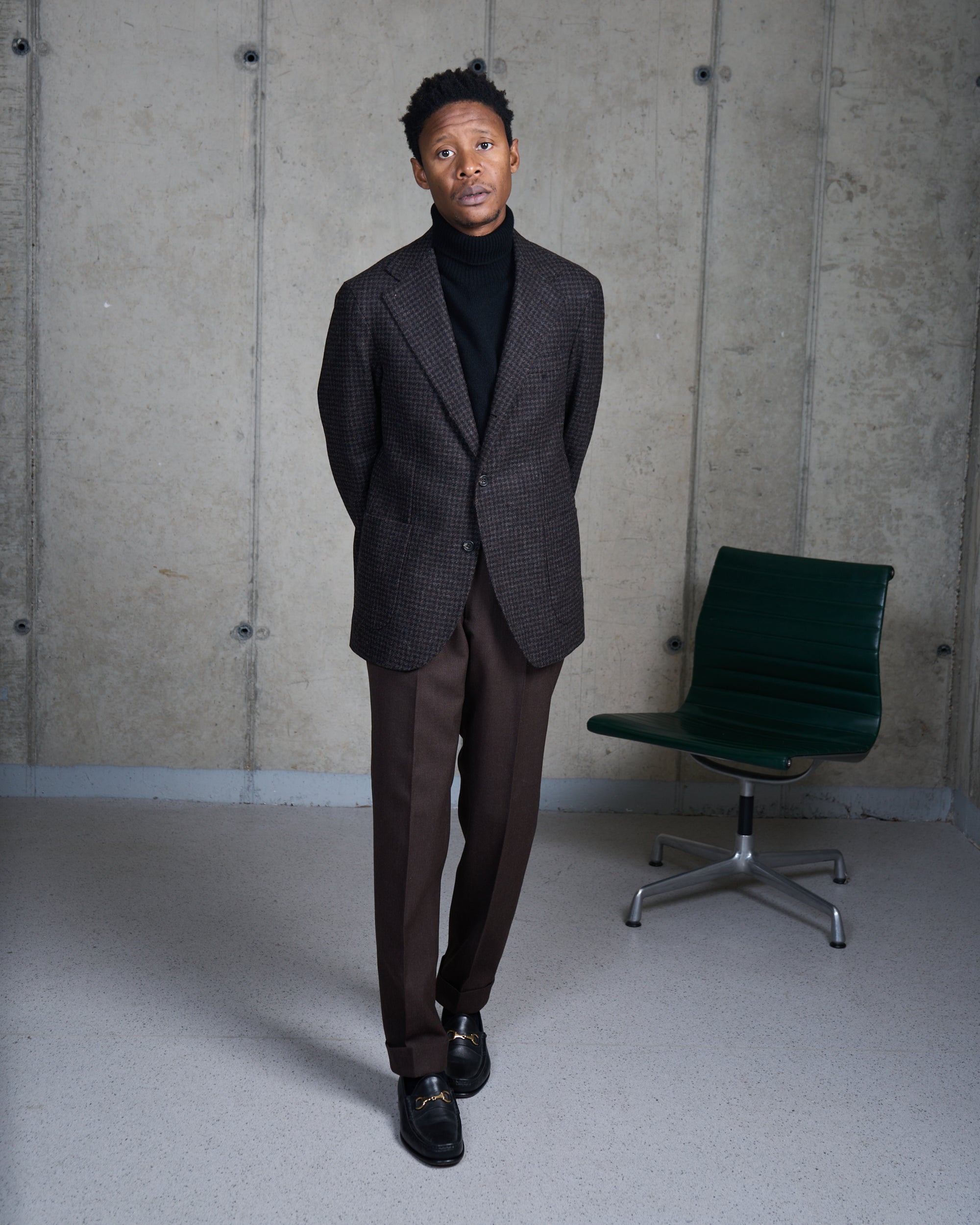 Sport Jacket - Dark Brown Houndstooth Wool Tweed
