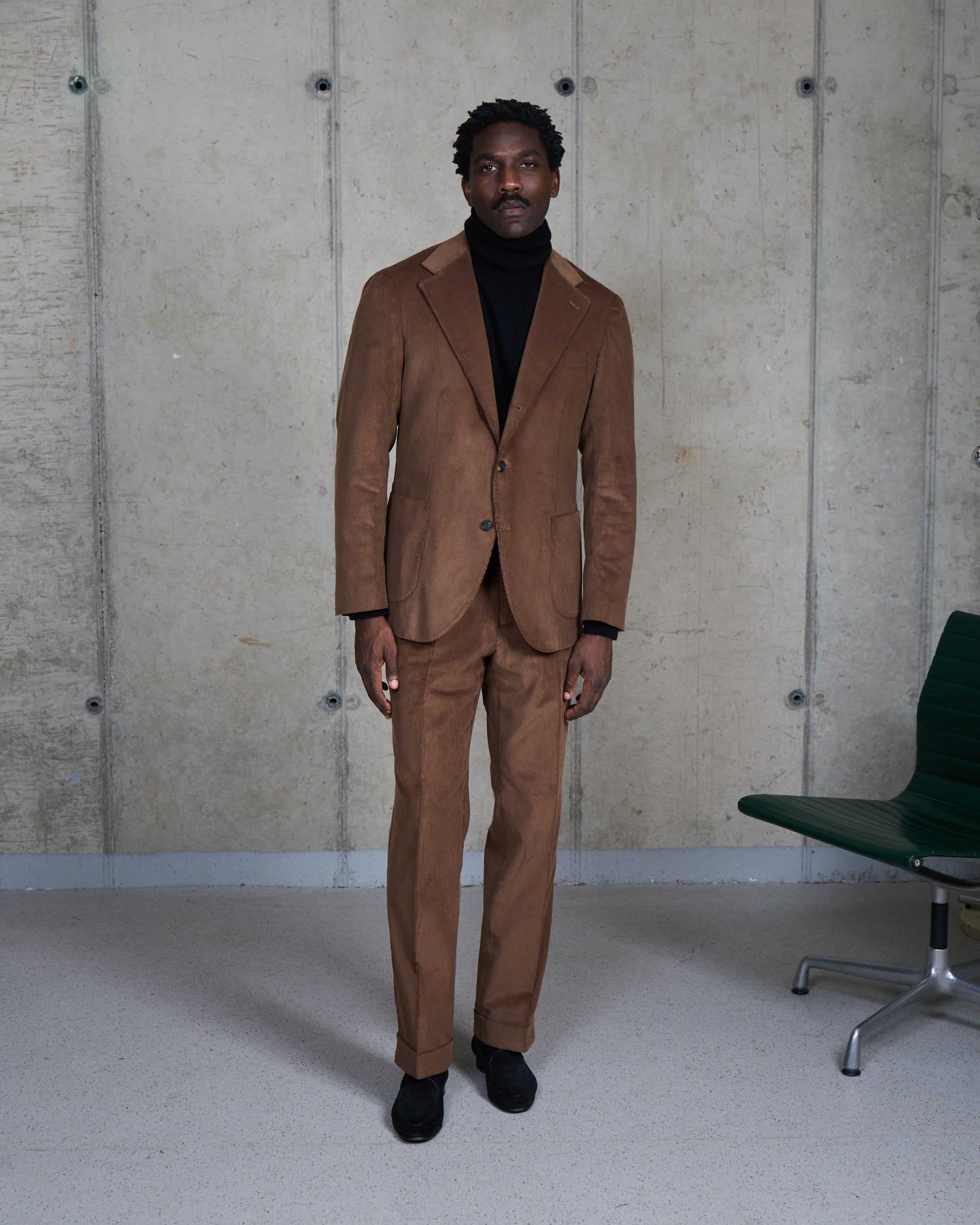 Relaxed Single Pleat Trouser - Walnut Cotton Corduroy