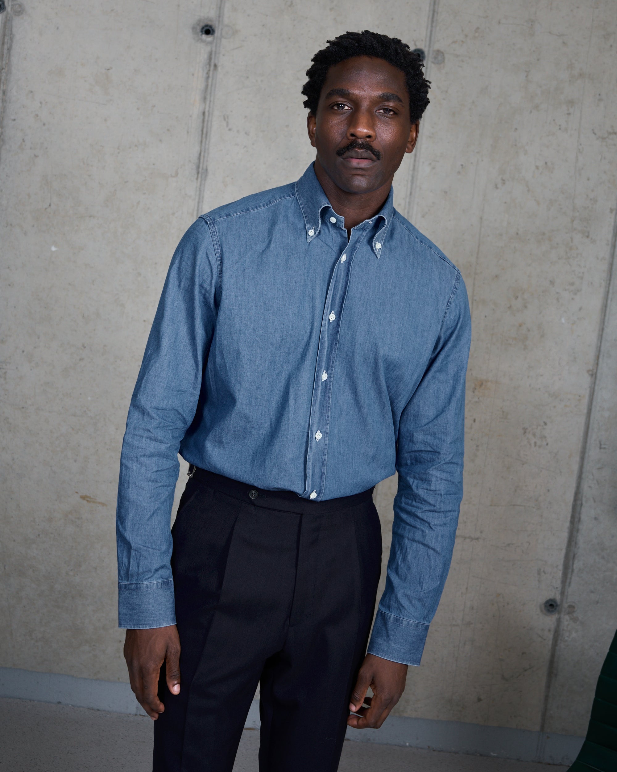 Button Down Collar Shirt - Wash Denim