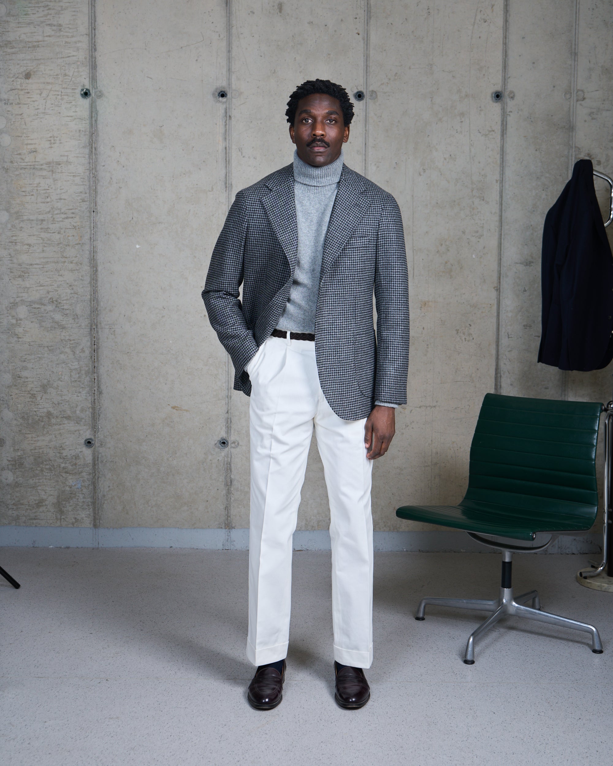 Sport Jacket -  Grey Houndstooth Merino Wool
