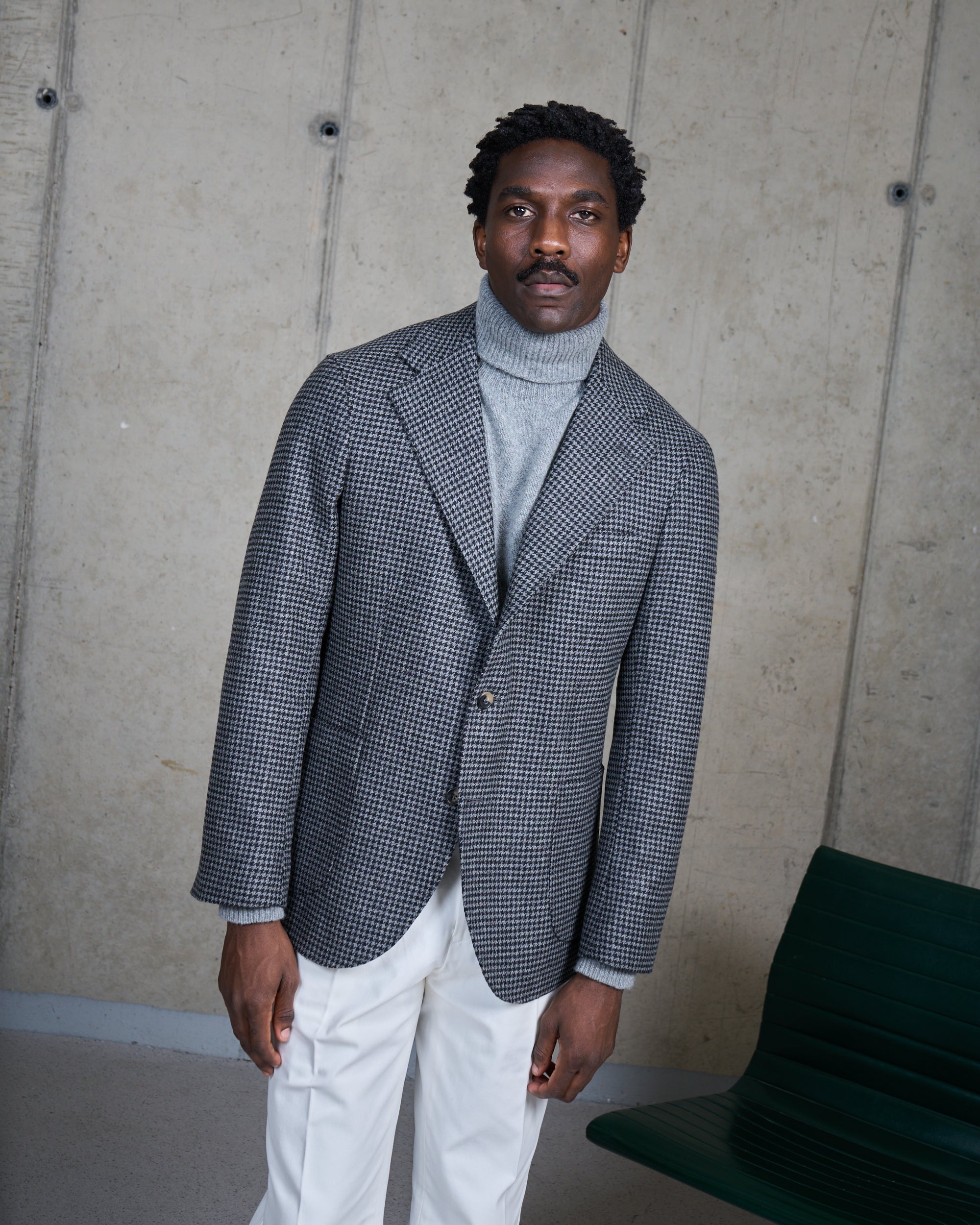 Sport Jacket -  Grey Houndstooth Merino Wool
