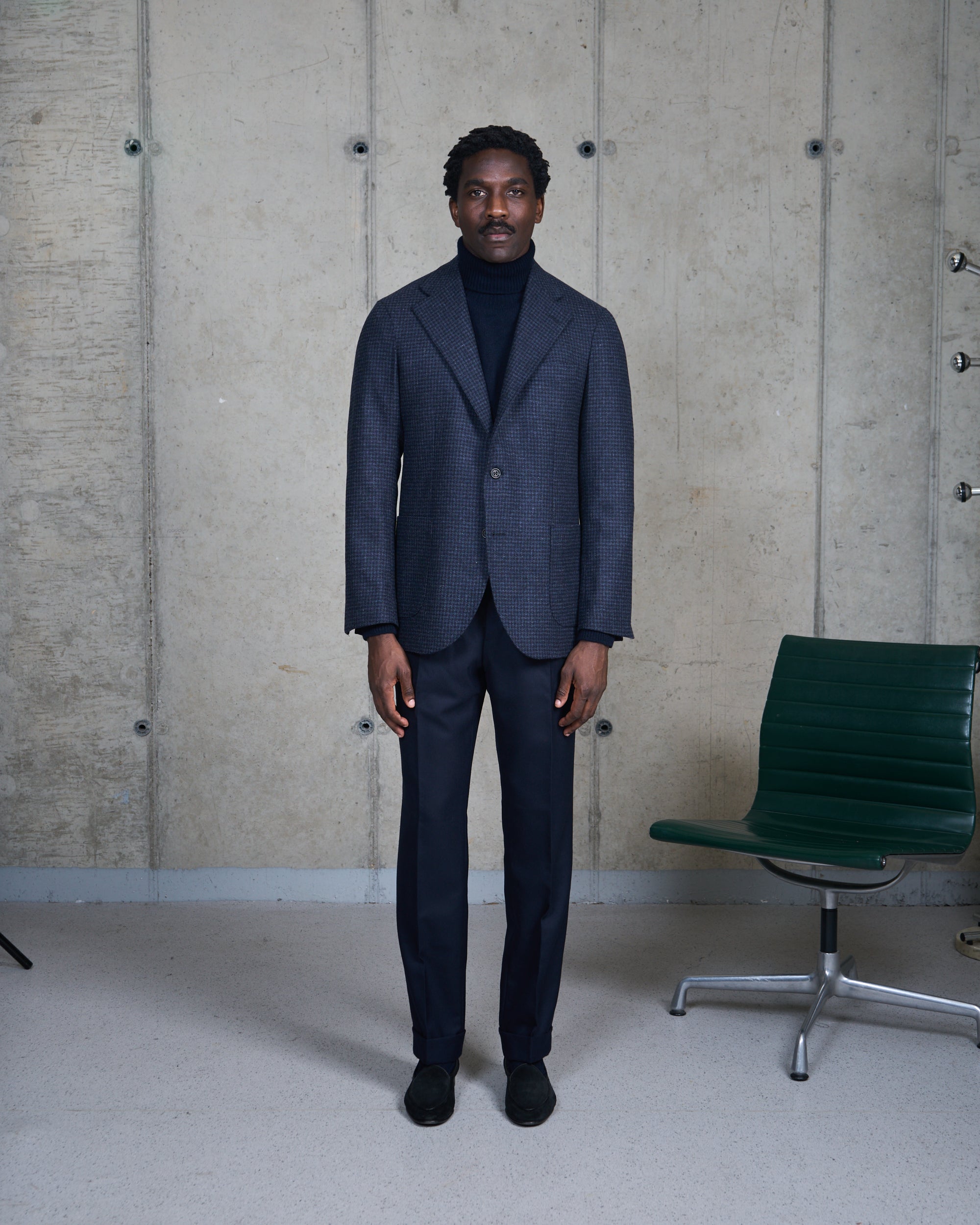Sport Jacket - Navy Houndstooth Merino Wool