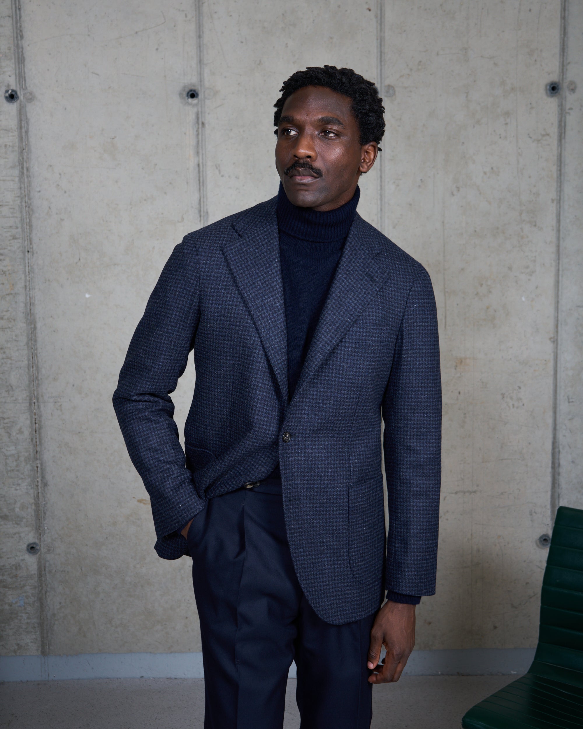 Sport Jacket - Navy Houndstooth Merino Wool