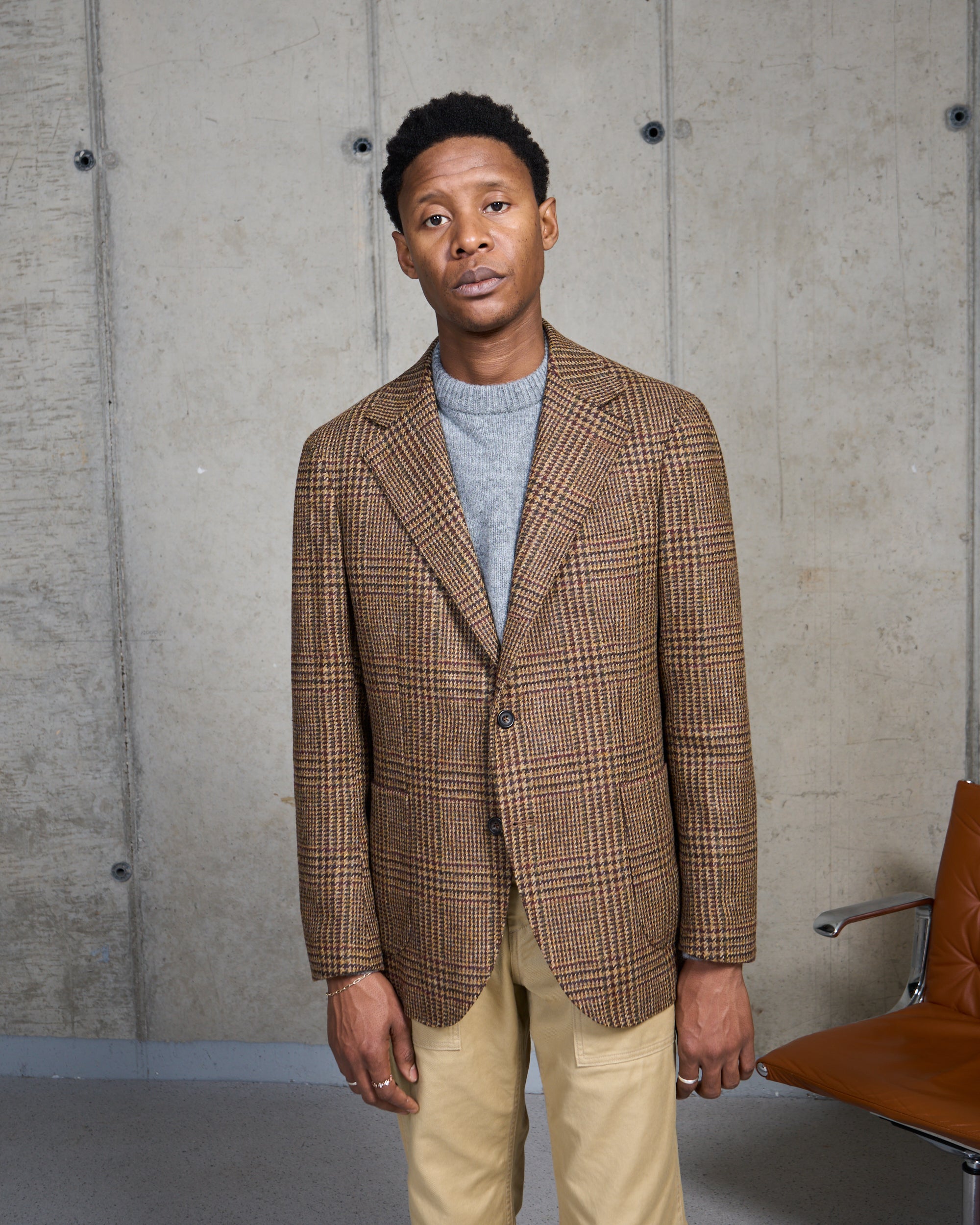 Sport Jacket - Brown Rust Glen Check Wool